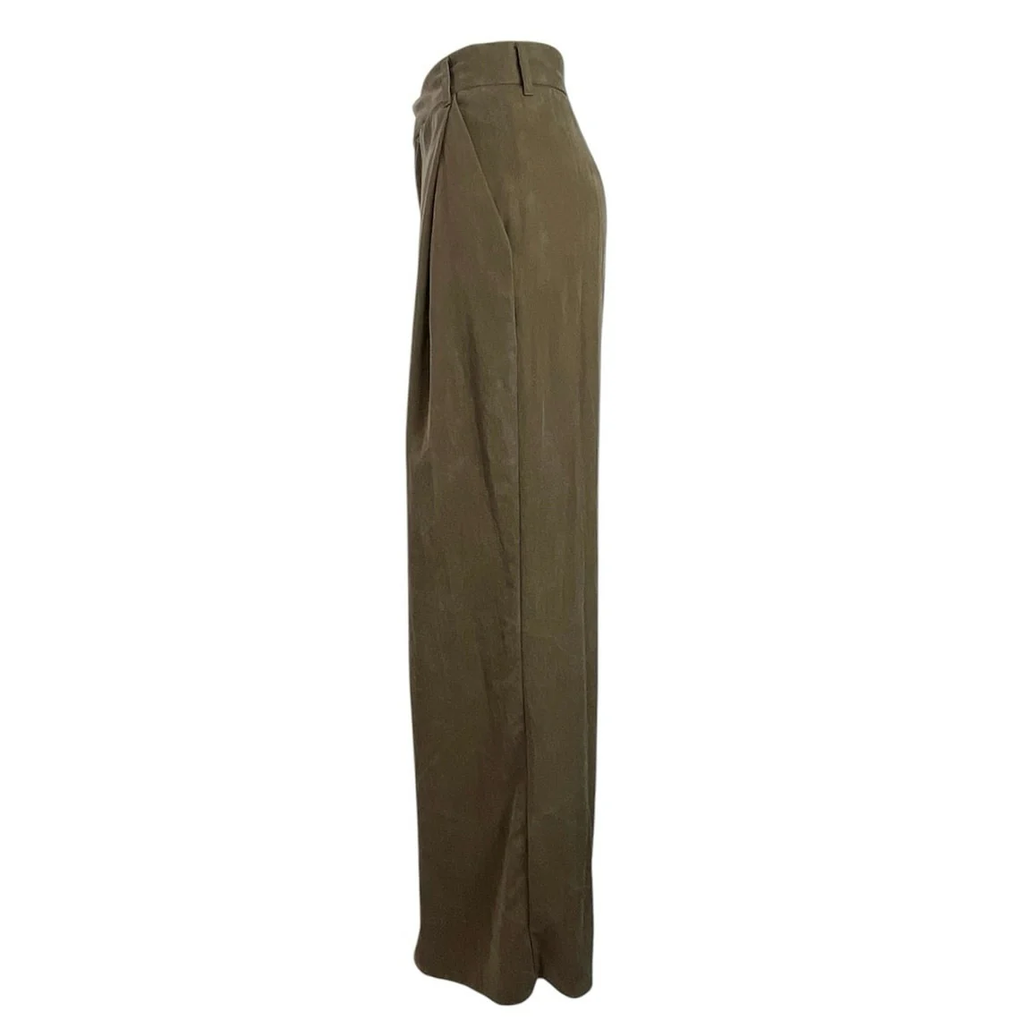 Zara Women's Olive Green High Rise Pleated Wide Leg Baggy Trousers Pants Size L - Image 2