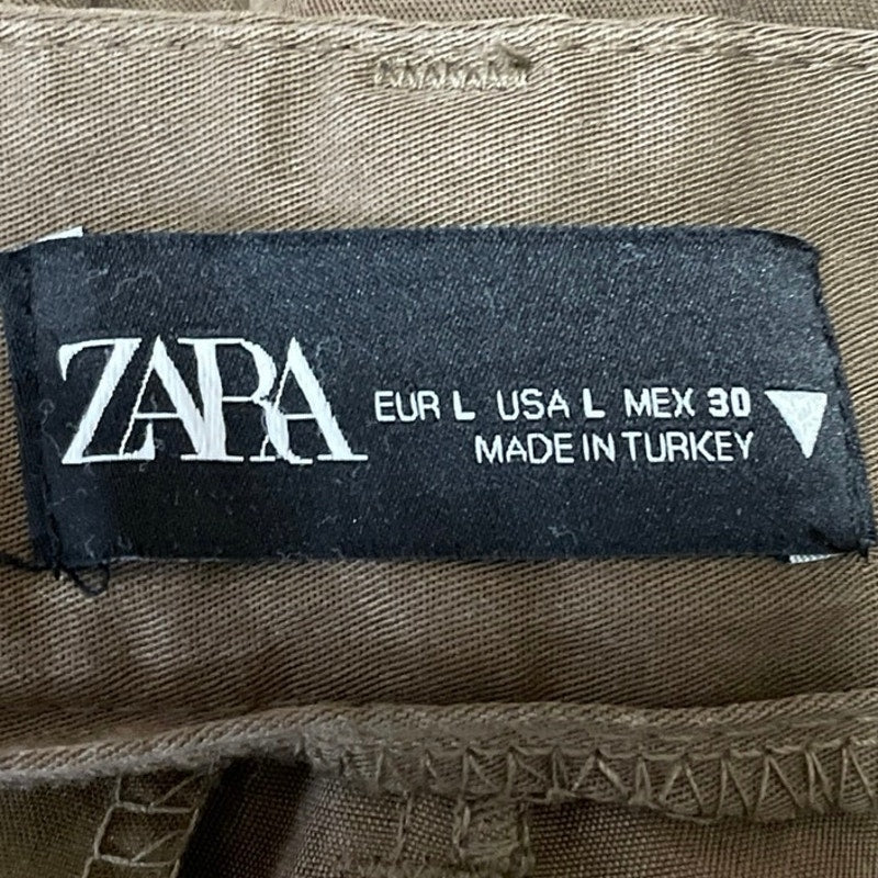 Zara Women's Olive Green High Rise Pleated Wide Leg Baggy Trousers Pants Size L - Image 4