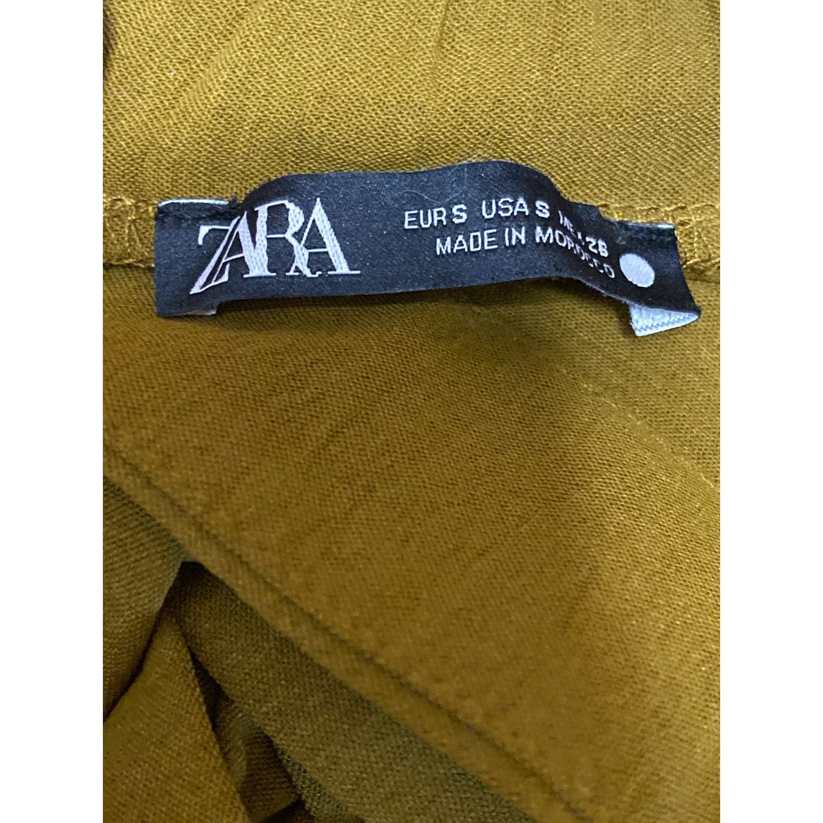 Zara Women's Olive Green Tie Waist Belted High Rise A Line Mini Shorts Size S - Image 3