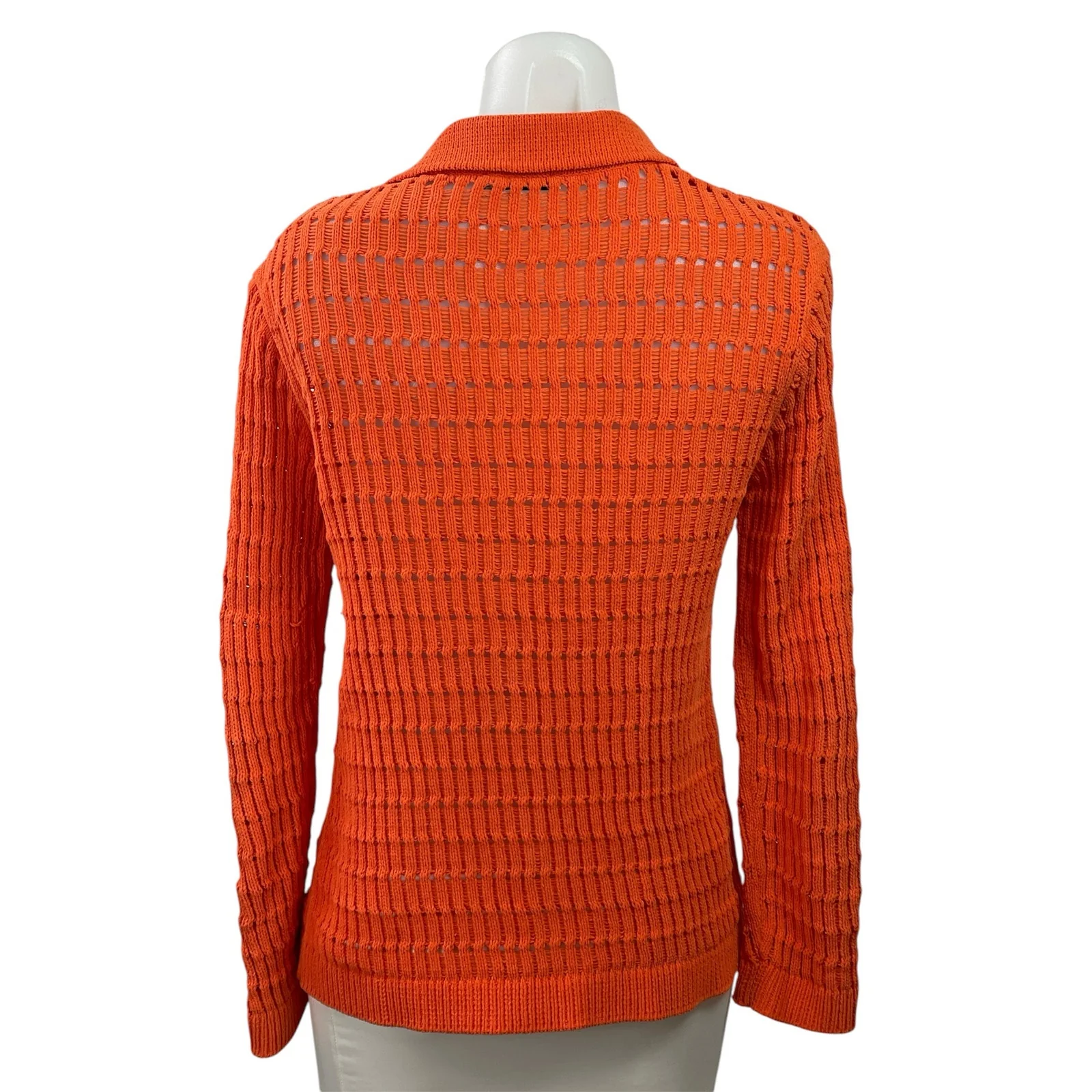 Zara Women's Orange Long Sleeve Open Knit Button Front Cardigan Sweater Size S - Image 3