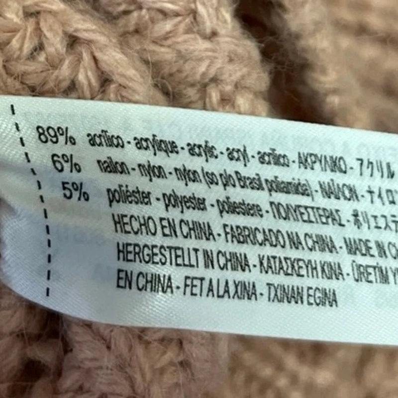 Zara Women's Pink Chunky Knit Tie Waist Oversize Wrap Cardigan Sweater Top Sz S - Image 4