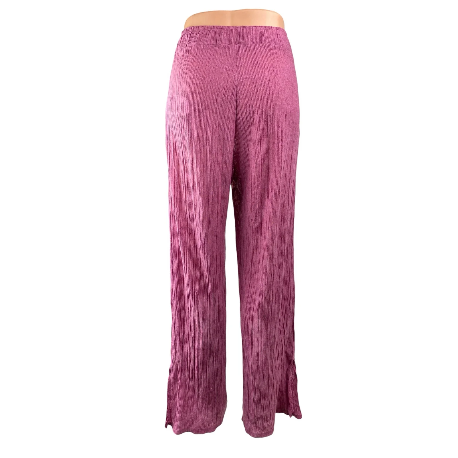 Zara Women's Pink High Waisted Plisse Pull On Wide Leg Trousers Pants Size M - Image 2