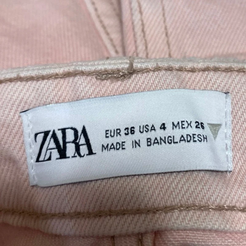 Zara Women's Pink High Waisted Raw Hem Frayed Cut Off Denim Jean Shorts Size 4 - Image 4