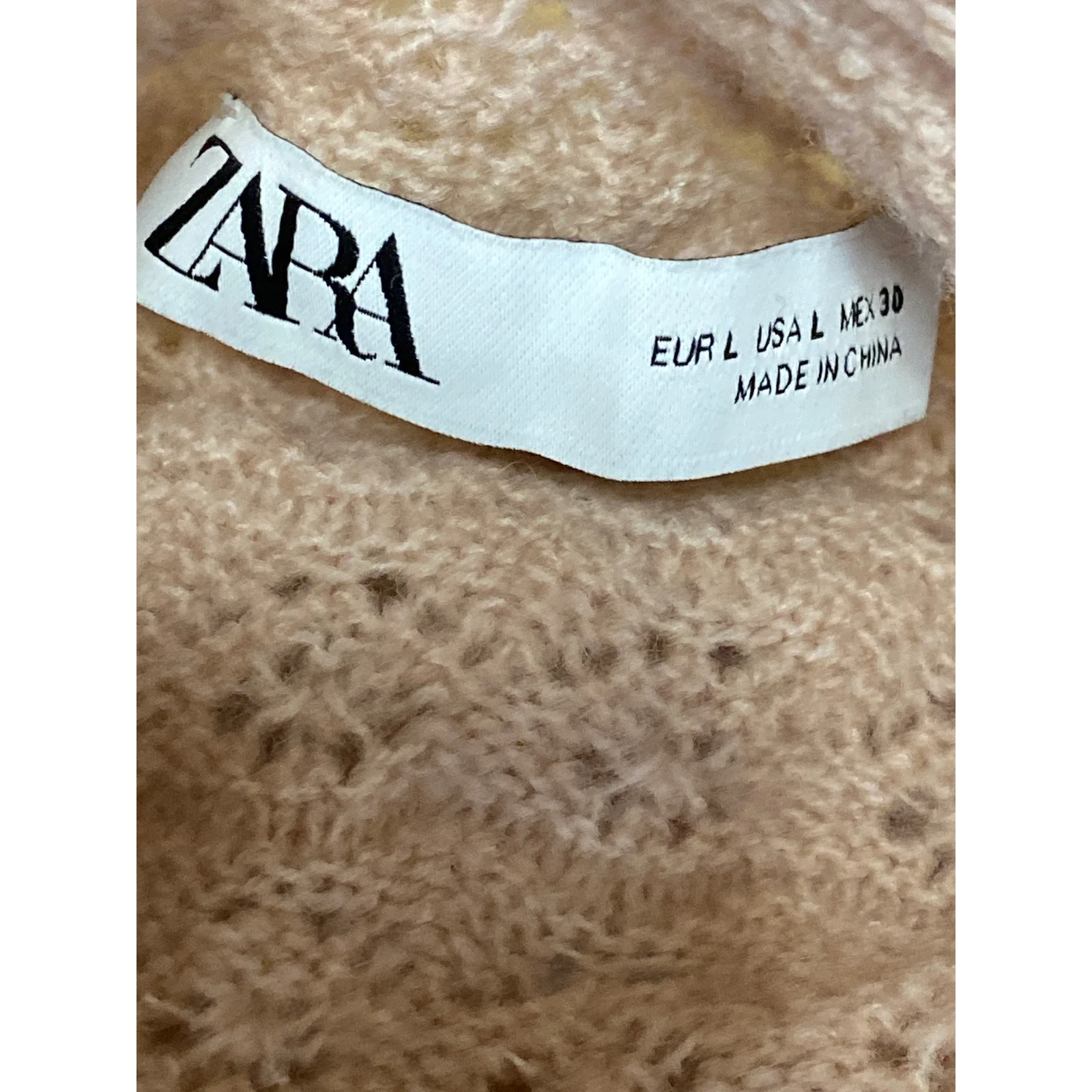 Zara Women's Pink Lace Floral Short Sleeve Mock Neck Knit Blouse Top Size L - Image 5