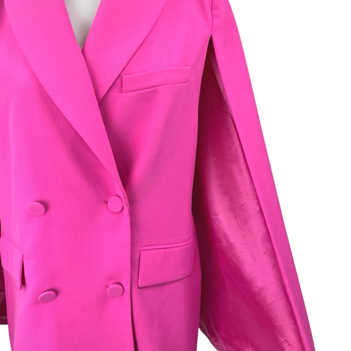 Zara Women's Pink Long Sleeve Collar Double Breasted Blazer Coat Jacket Size XS - Image 5