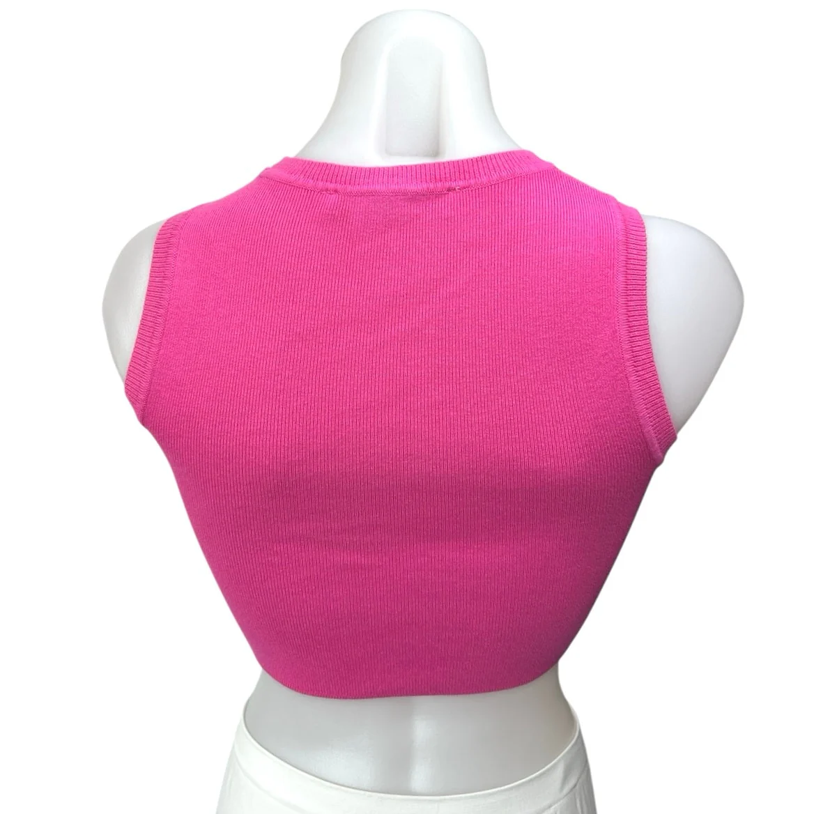 Zara Women's Pink Rib Knit Sleeveless Stretch Pullover Crop Tank Top Size S - Image 2