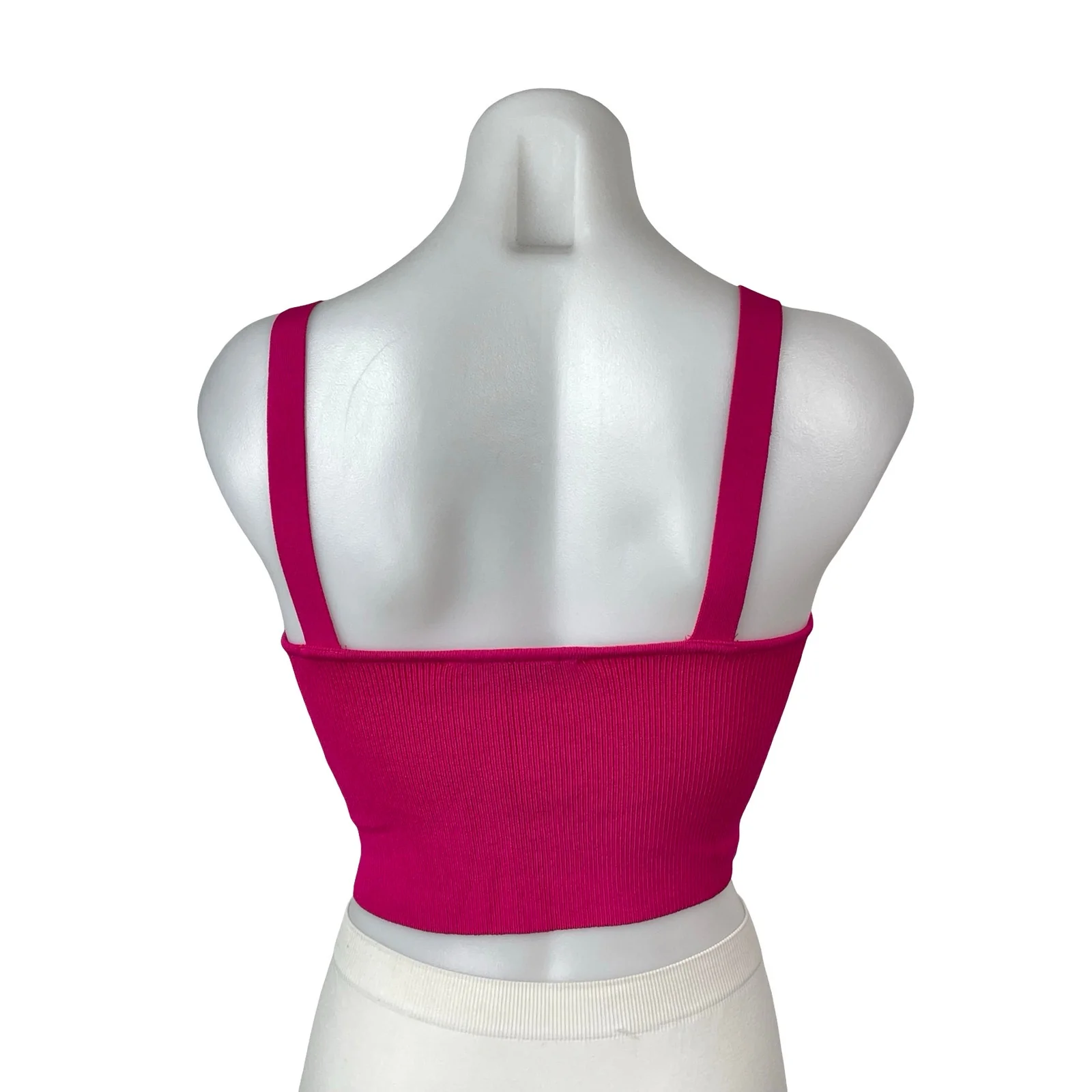 Zara Womens Pink Ribbed Sleeveless Sweetheart Neck Crop Cami Camisole Tank Top S - Image 4