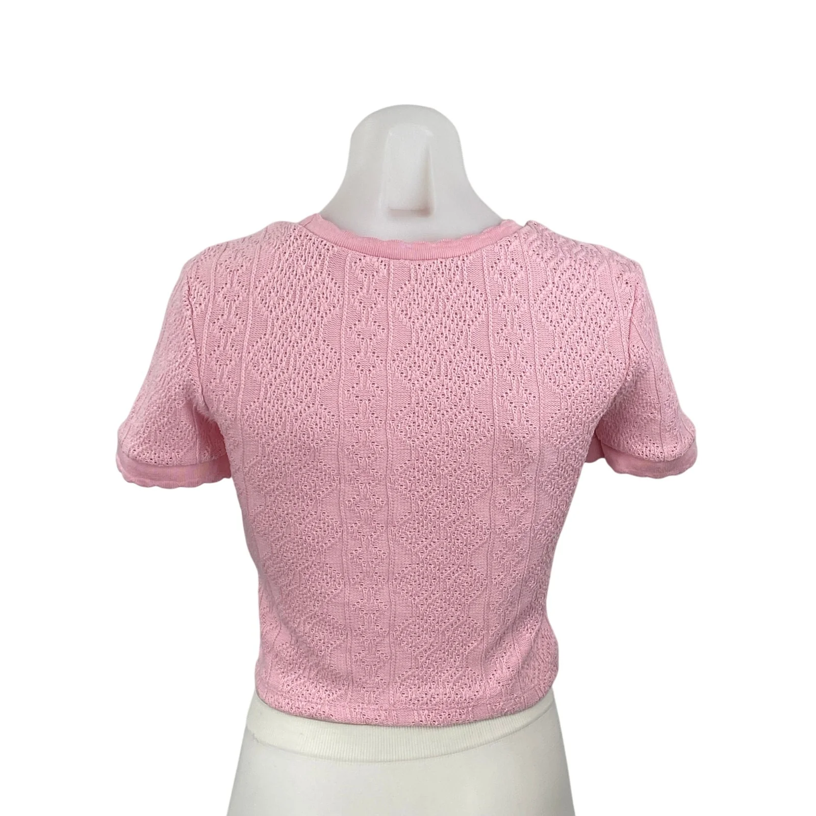 Zara Women's Pink Short Sleeve Crew Neck Knit Sweater T Shirt Tee Top Size S - Image 4