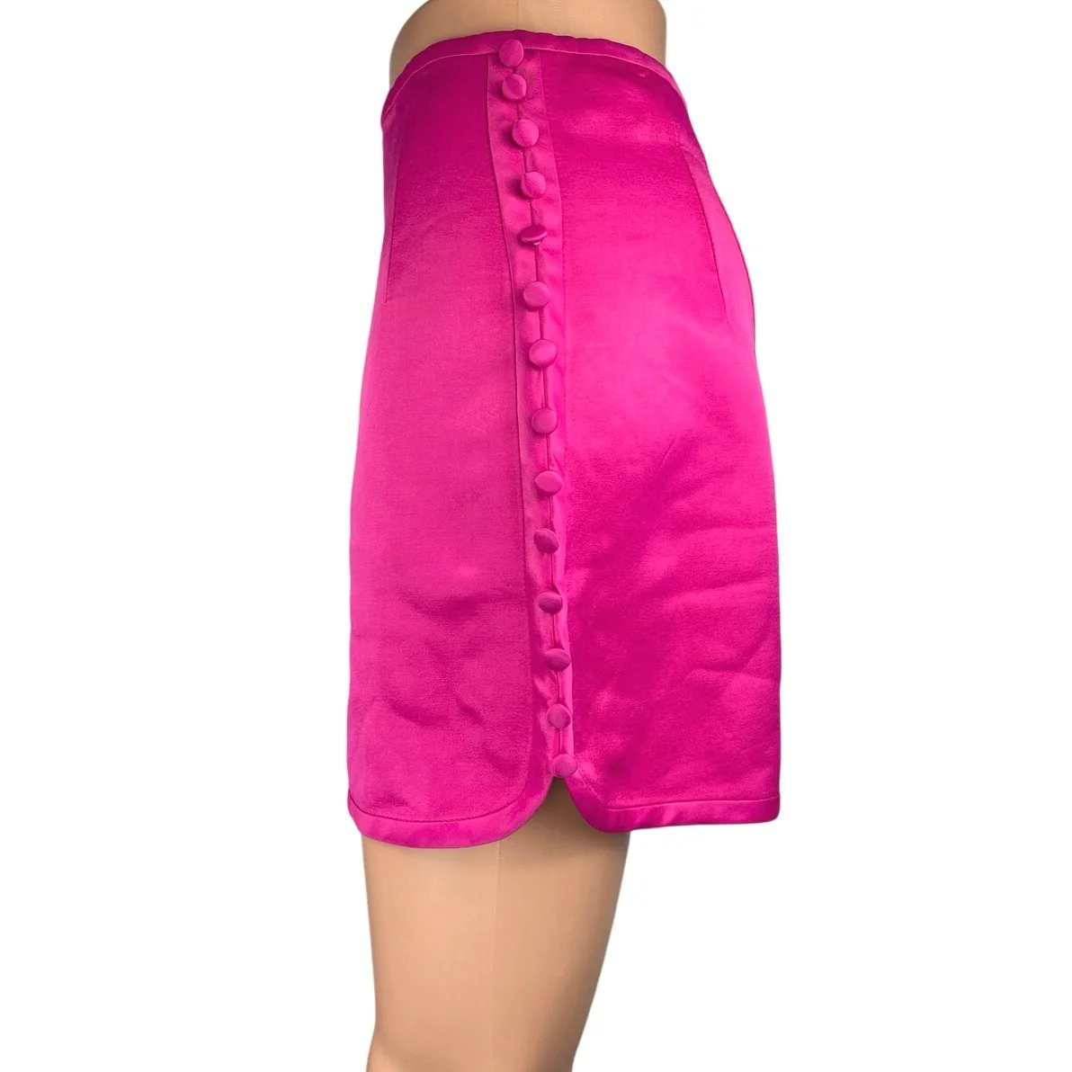 Zara Women's Pink Silky Satin Side Buttons Mini Straight Pencil Skirt Size S - Image 2