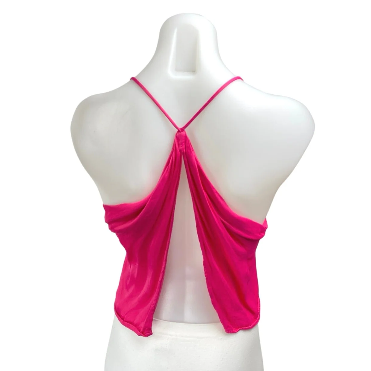 Zara Women's Pink Silky Satin Sleeveless Cowl Neck Cami Camisole Crop Tank Top S - Image 2