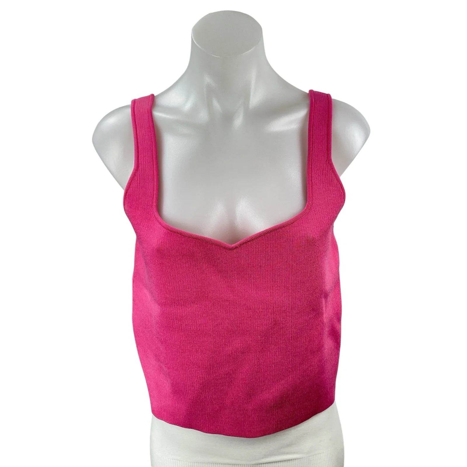 Zara Women's Pink Sleeveless Sweetheart Rib Knit Cami Camisole Tank Top Size L