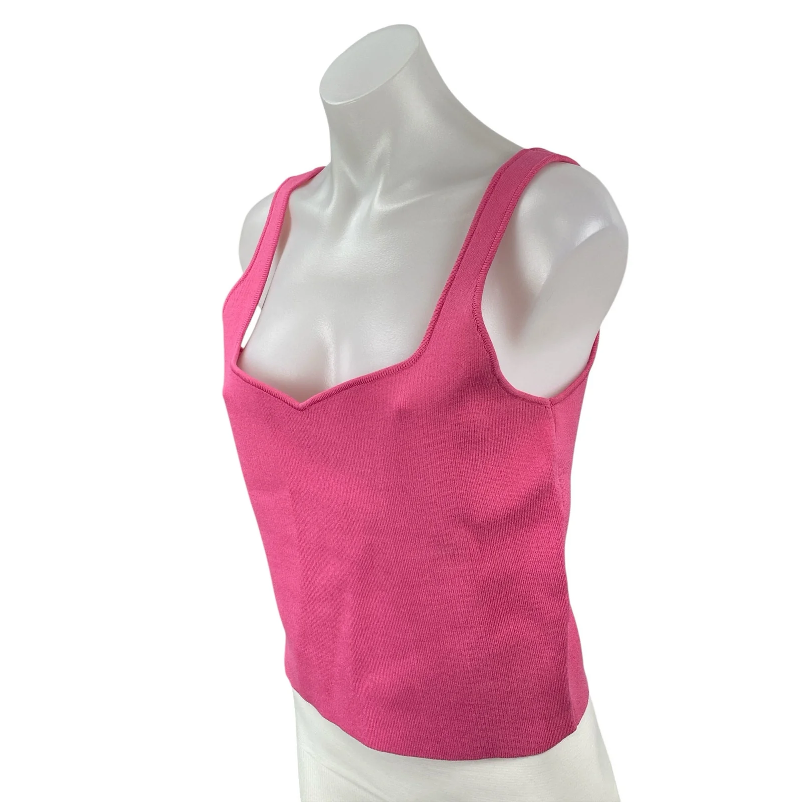 Zara Women's Pink Sleeveless Sweetheart Rib Knit Cami Camisole Tank Top Size L - Image 3