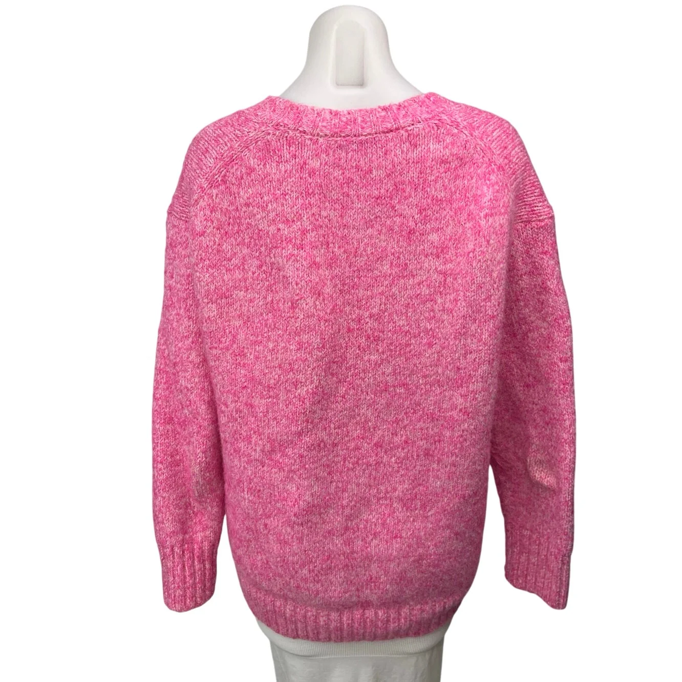Zara Women's Pink Wool Alpaca Knitted V-neck Long Sleeve Pullover Sweater Top M - Image 2