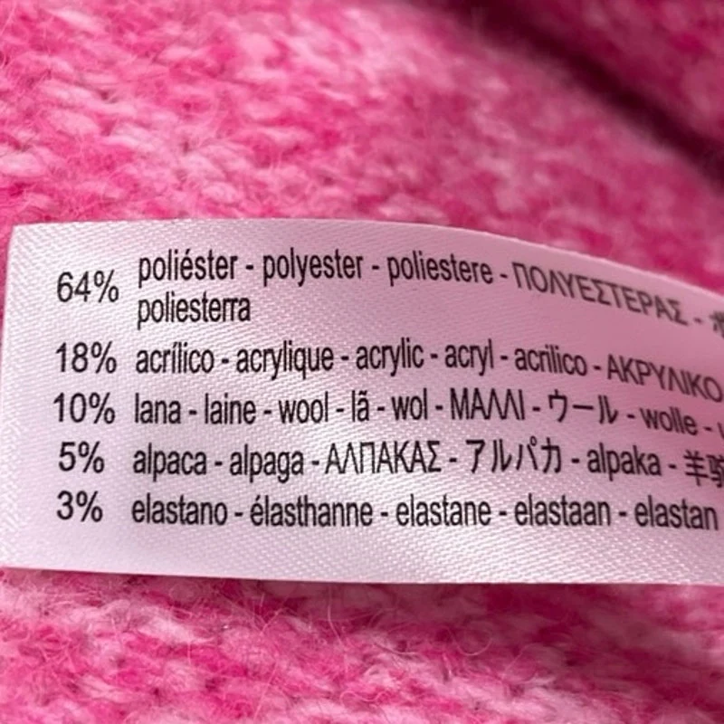 Zara Women's Pink Wool Alpaca Knitted V-neck Long Sleeve Pullover Sweater Top M - Image 5