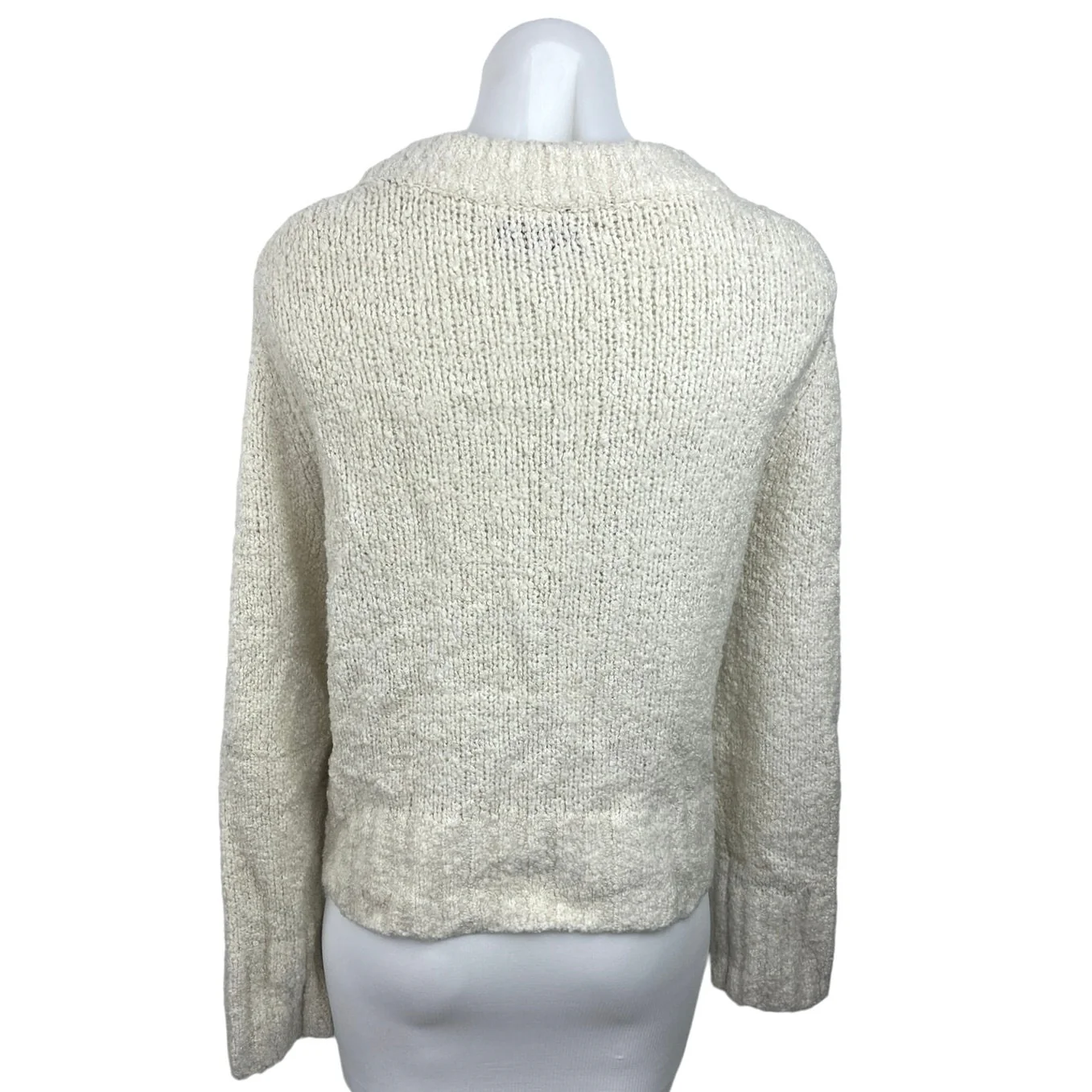 Zara Women's Ivory Pullover Mock Neck Tight Knit Long Sleeve Sweater Top Size M - Image 2