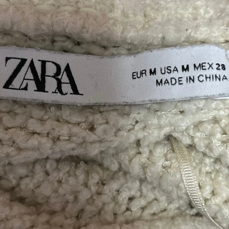 Zara Women's Ivory Pullover Mock Neck Tight Knit Long Sleeve Sweater Top Size M - Image 4