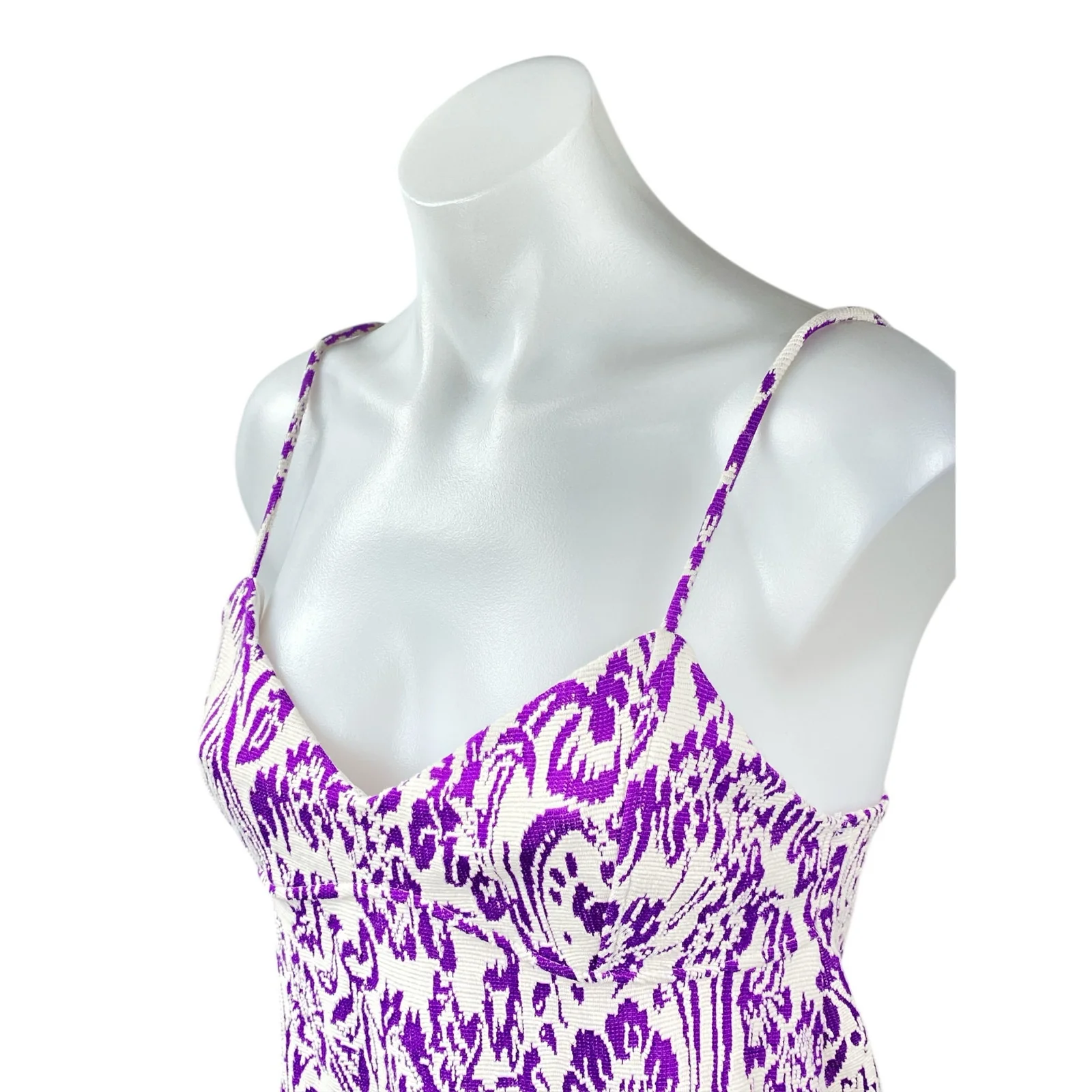 Zara Women's Purple Floral Paisley V Neck Sleeveless Mini Cami Tank Slip Dress M - Image 3