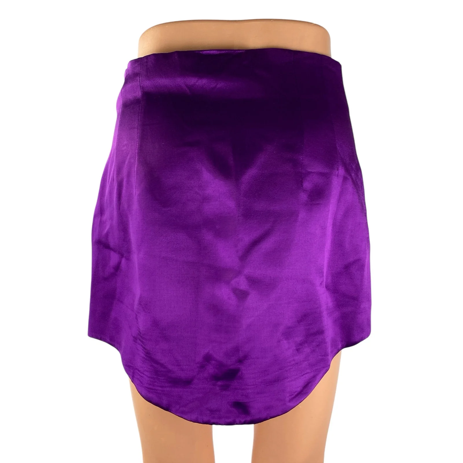 Zara Women's Purple Silk Satin High Waisted Side Zip Pencil Mini Skirt Size S - Image 2