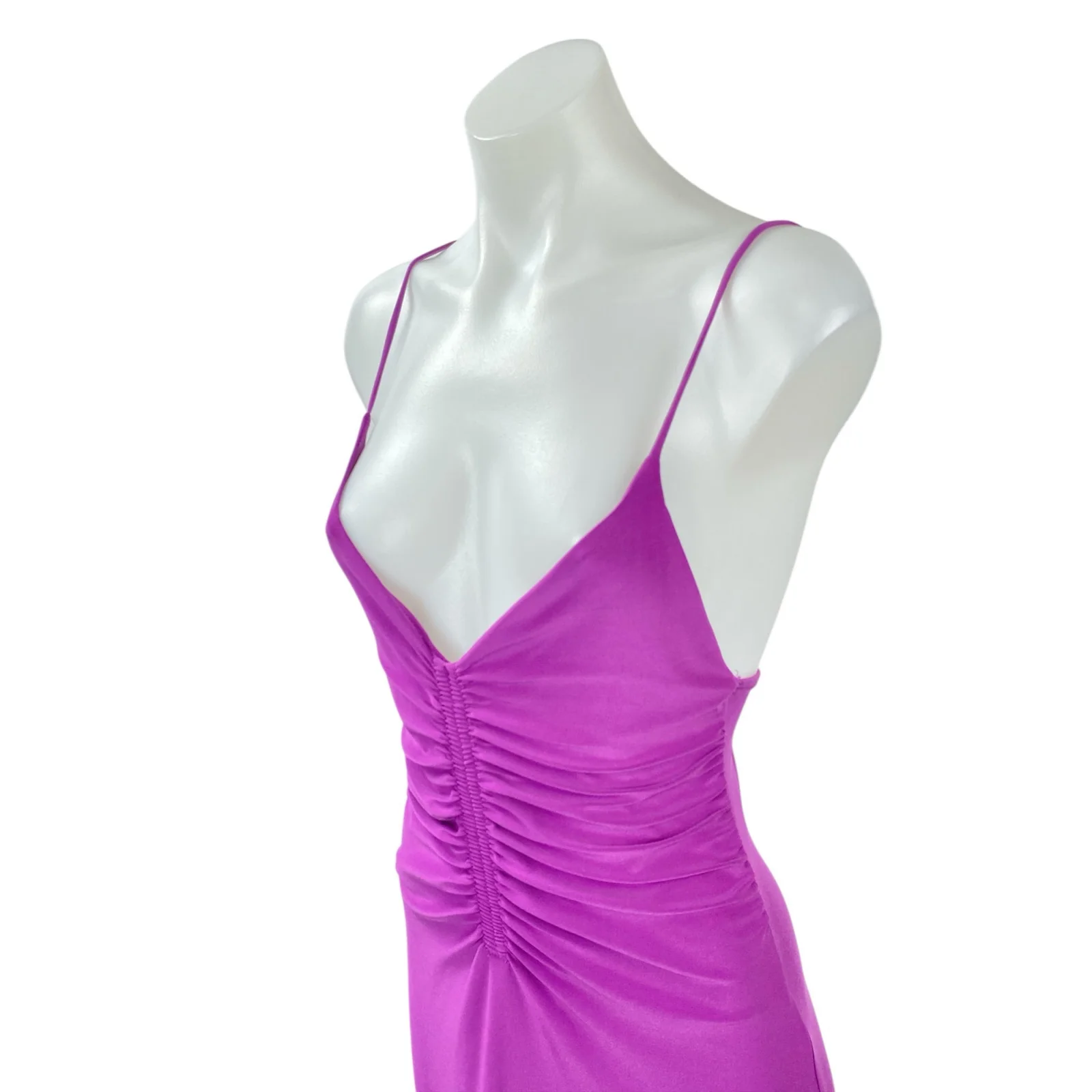 Zara Women's Purple Sleeveless V Neck Ruched Cami Tank Maxi Slip Dress Size S - Image 2