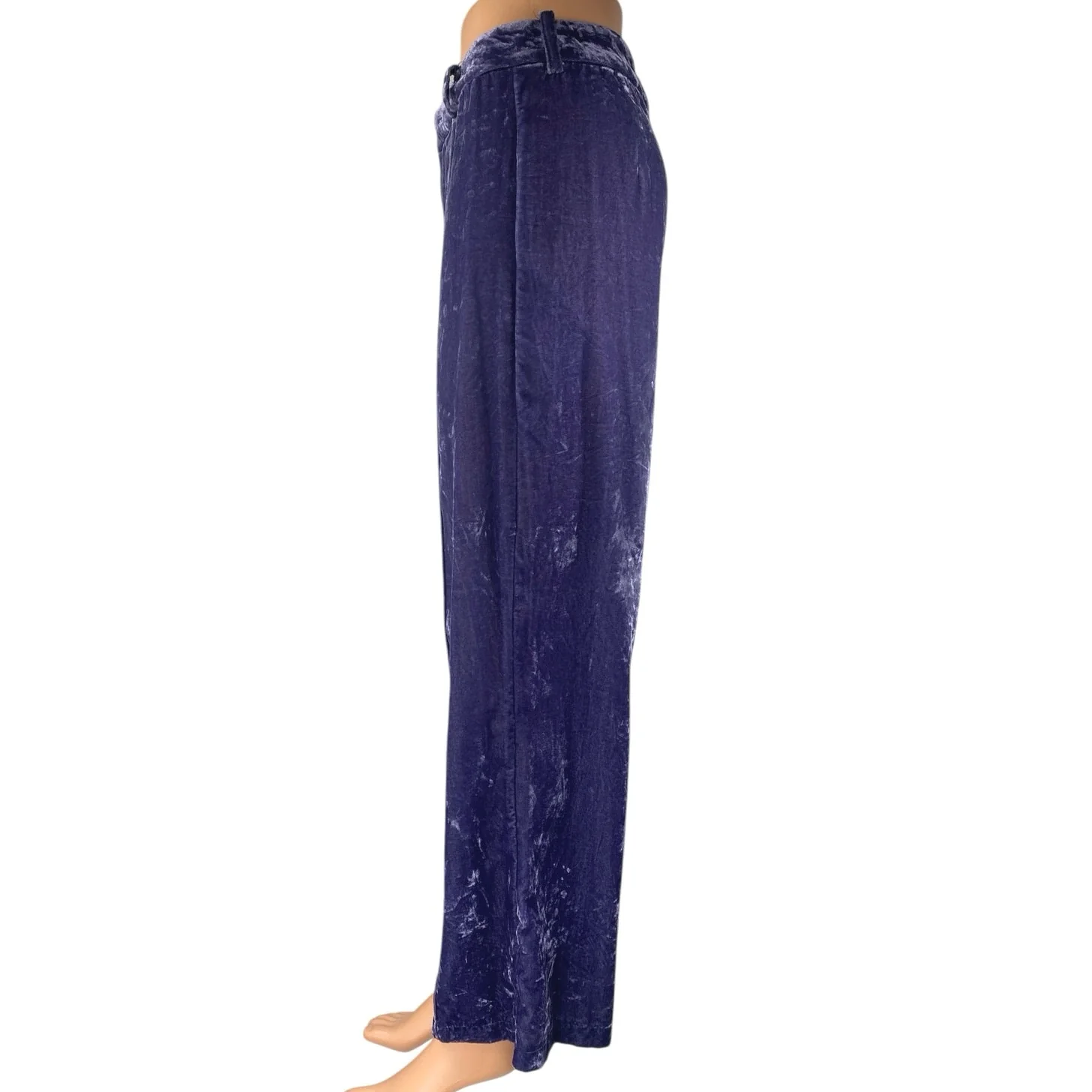 Zara Women's Purple Velvet Velour High Waisted Straight Leg Trousers Pants XS - Image 2