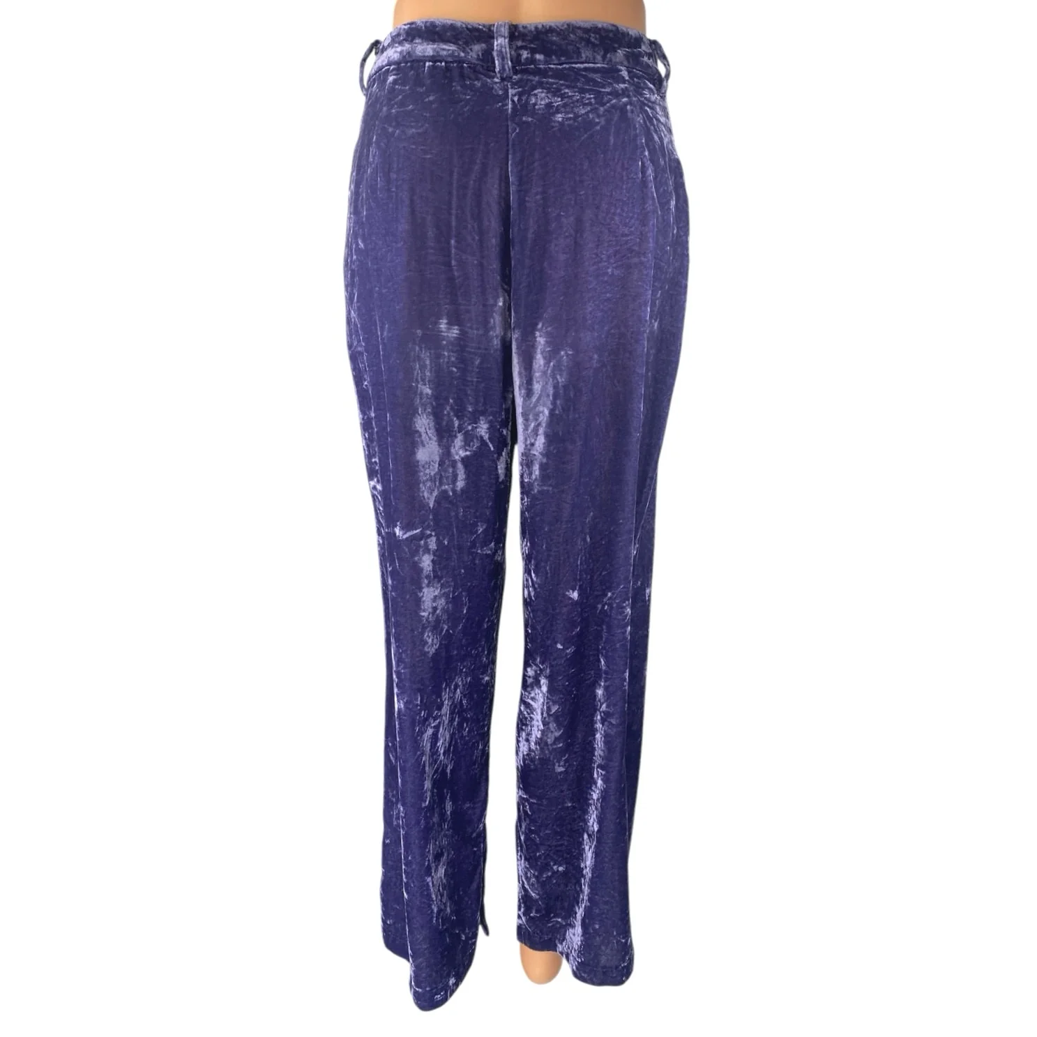 Zara Women's Purple Velvet Velour High Waisted Straight Leg Trousers Pants XS - Image 3
