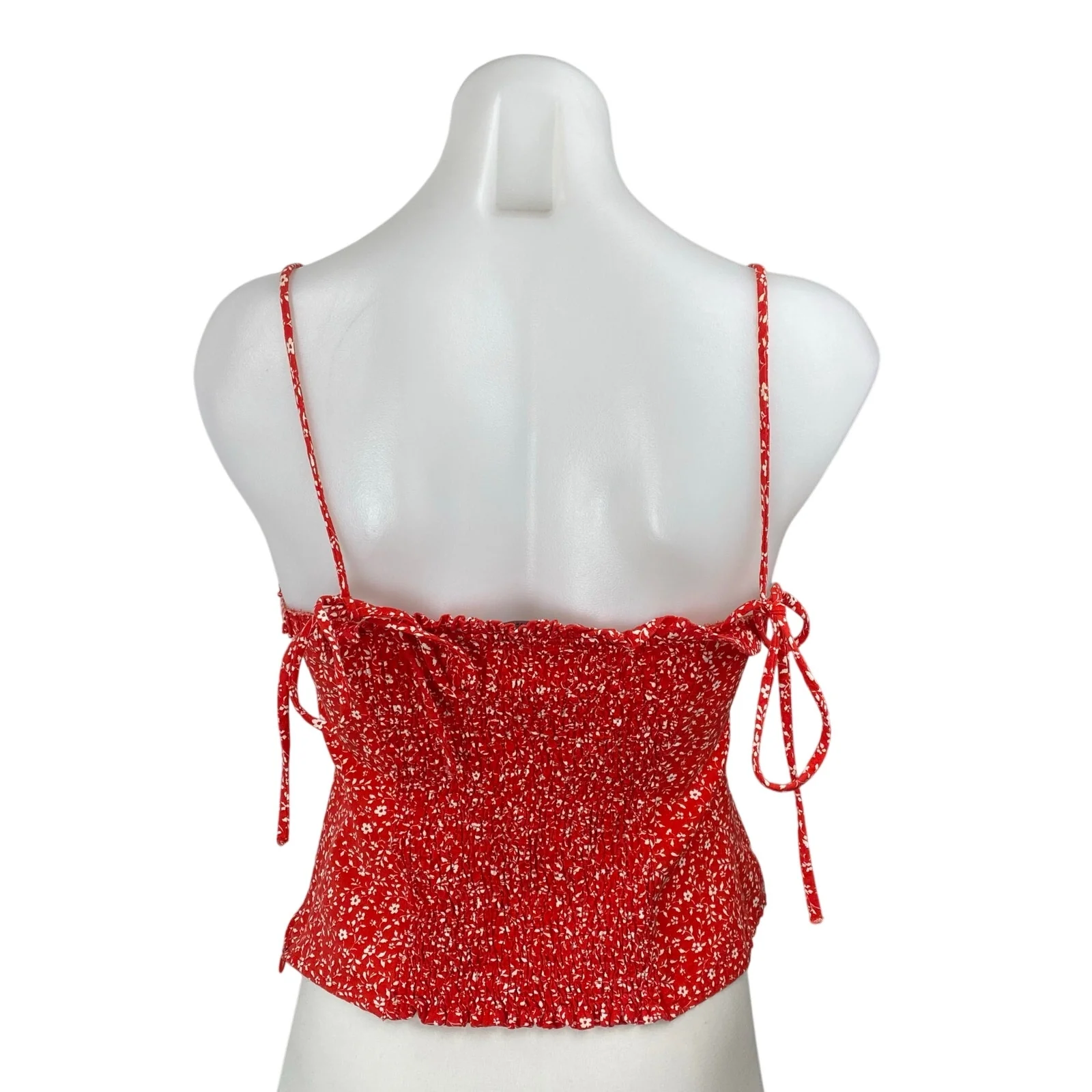 Zara Womens Red Floral Sweetheart Sleeveless Bustier Corset Crop Cami Tank Top M - Image 4