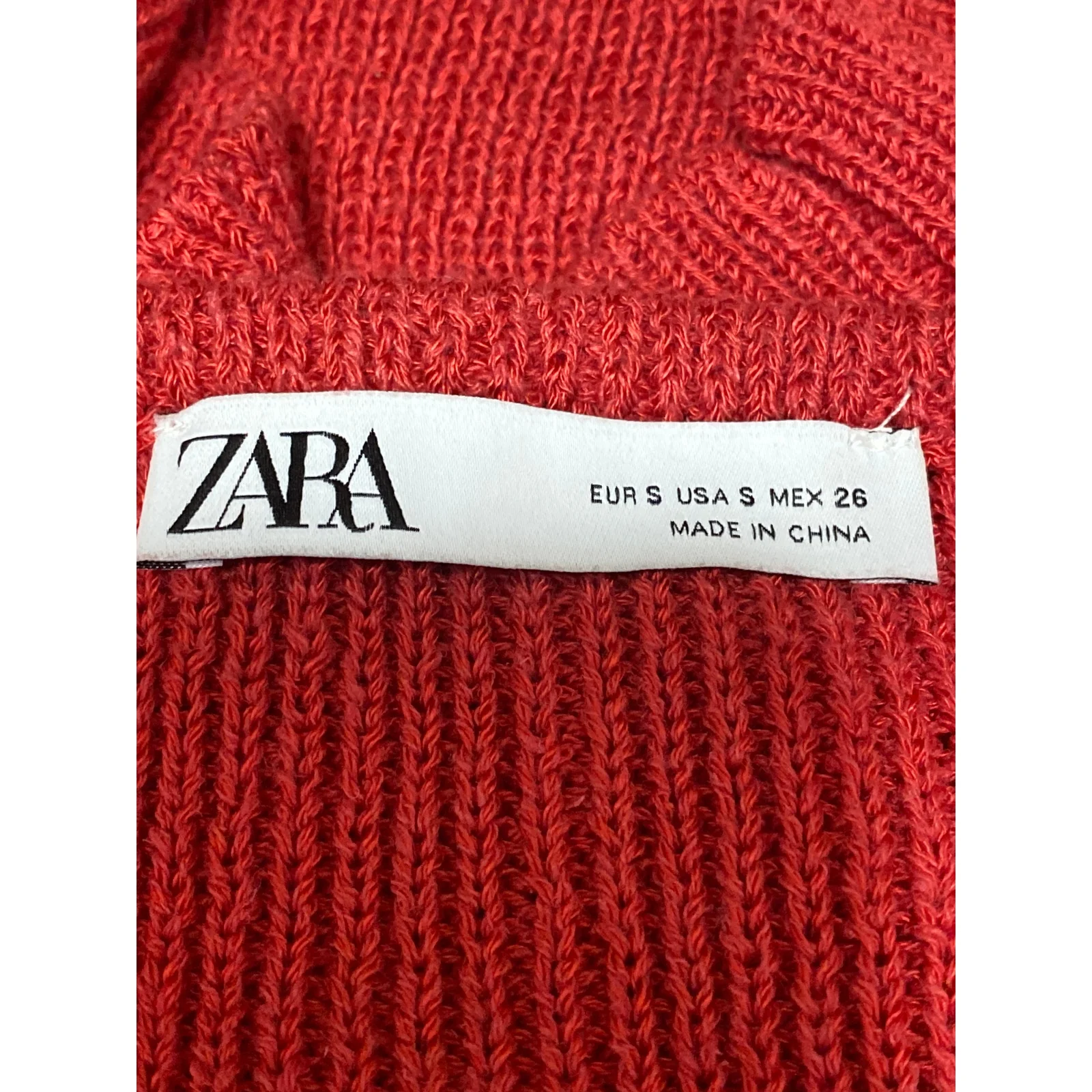 Zara Women's Red Linen Ribbed V Neck Sleeveless Crop Cami Camisole Tank Top Sz S - Image 5