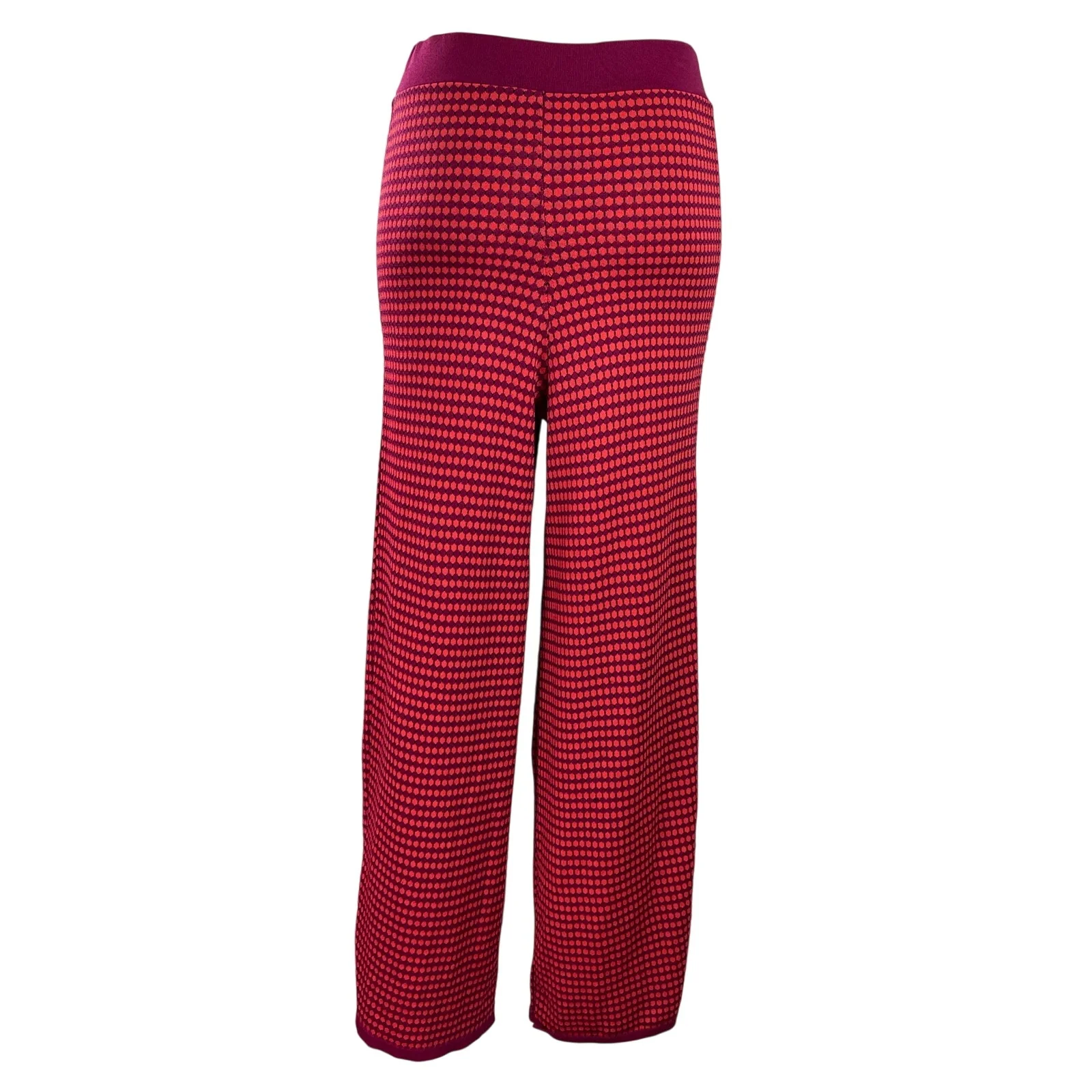Zara Women's Red Polka Dots Retro Knit High Rise Wide Leg Trousers Pants Size S - Image 3