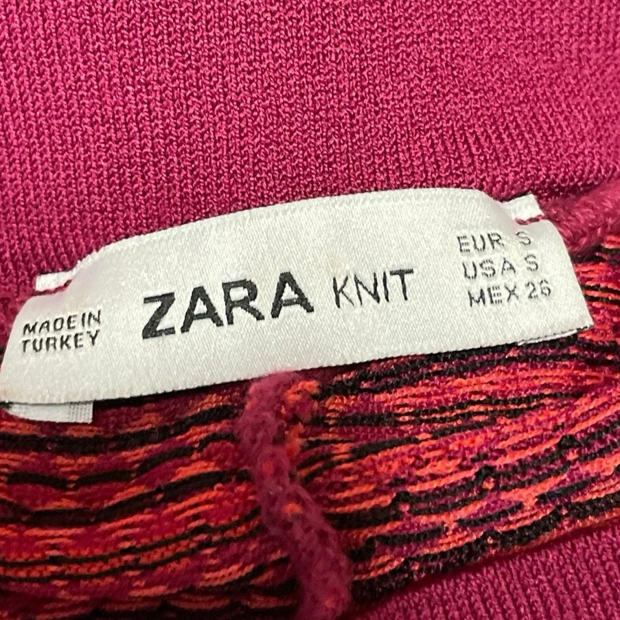 Zara Women's Red Polka Dots Retro Knit High Rise Wide Leg Trousers Pants Size S - Image 4