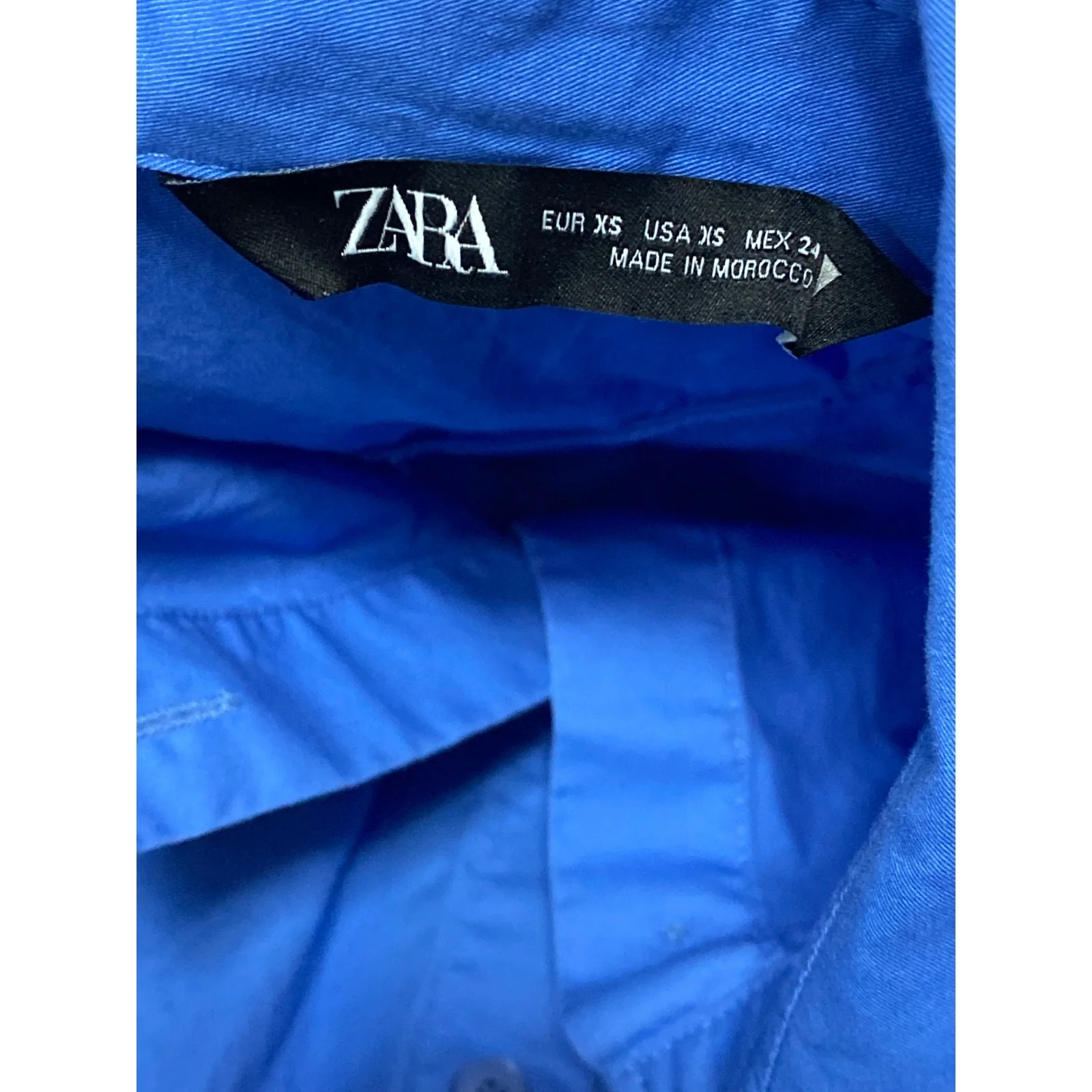 Zara Women's Royal Blue Collared Long Sleeve Button Down Shirt Blouse Top Sz XS - Image 5