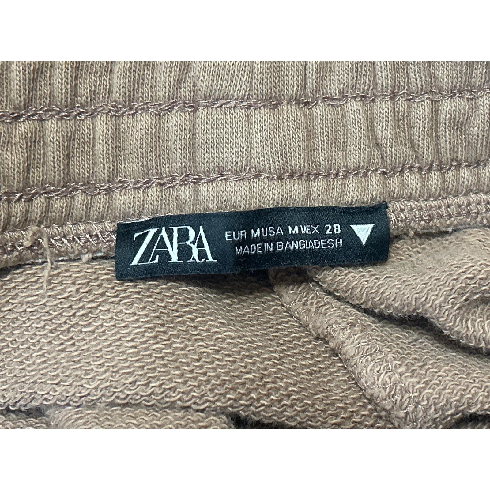Zara Women's Tan High Waisted Pull On Knit Lounge Mini Sweat Shorts Size M - Image 4