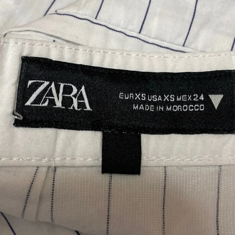 Zara Women's White Black Striped High Waisted A Line Casual Mini Shorts Size XS - Image 4