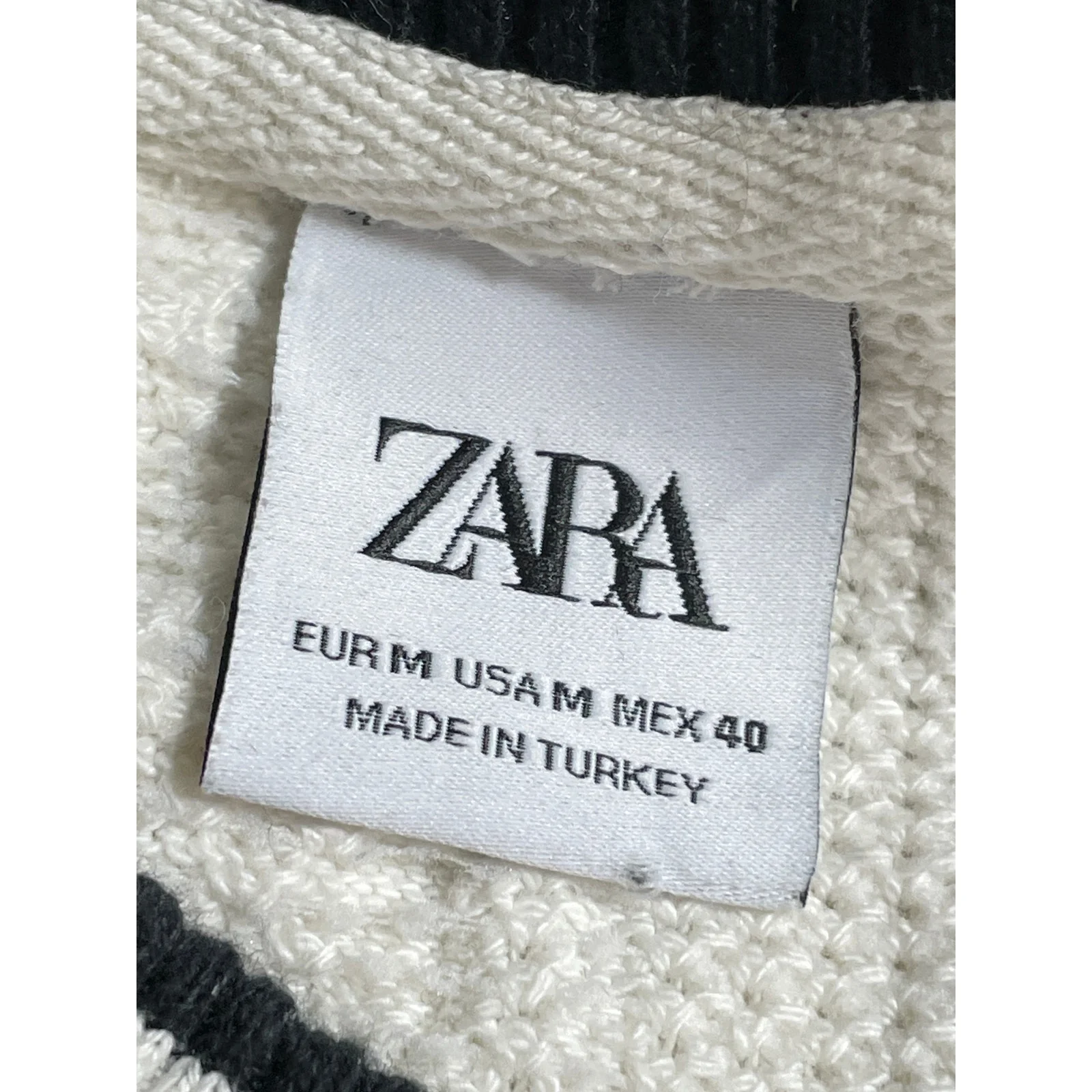 Zara Womens White Cable Knit V Neck Sleeveless Cricket Tennis Sweater Vest Top M - Image 5