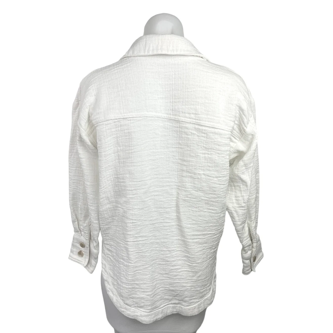Zara Women's White Full Sleeve Collared Textured Button Up Shirt Size S - Image 2
