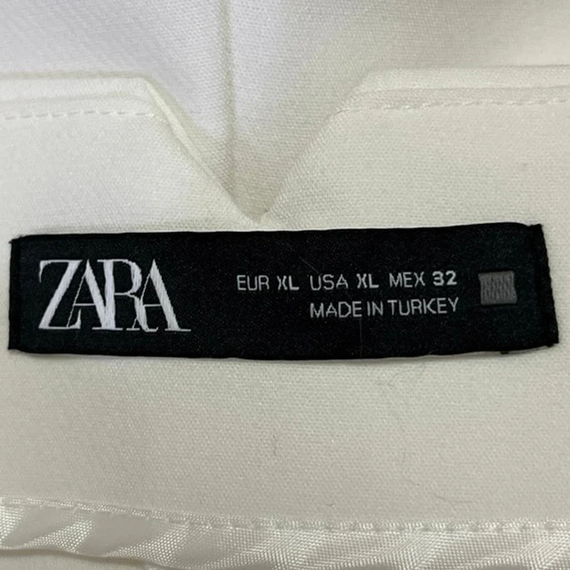 Zara Womens White High Waist Straight Leg Pleated Career Trousers Dress Pants XL - Image 4