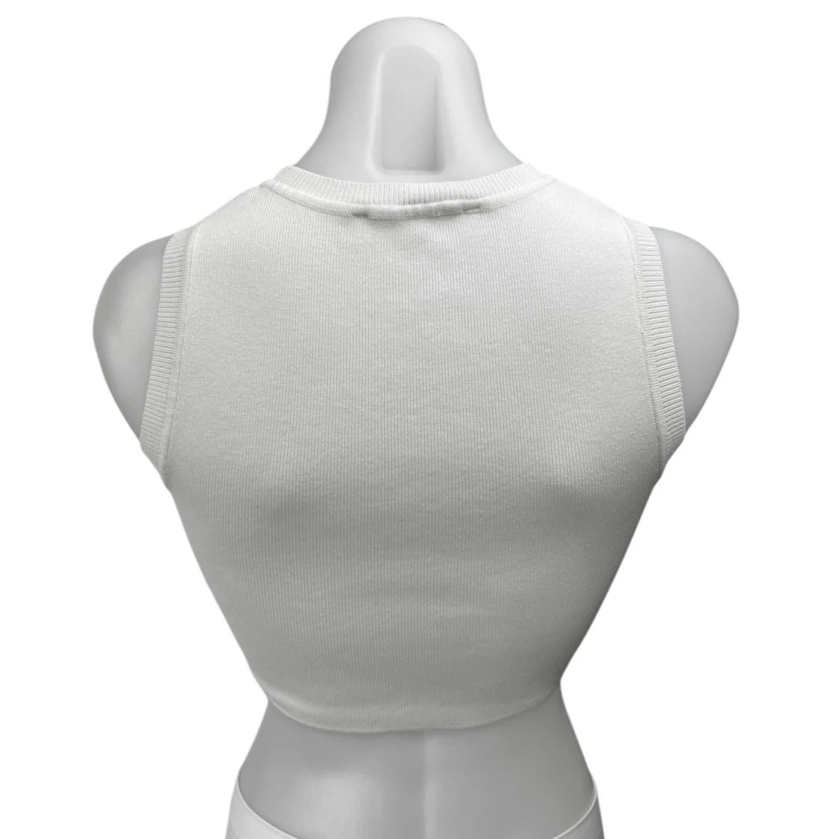 Zara Women's White Knit Crew Neck Sleeveless Crop Sweater Vest Top Size S - Image 2