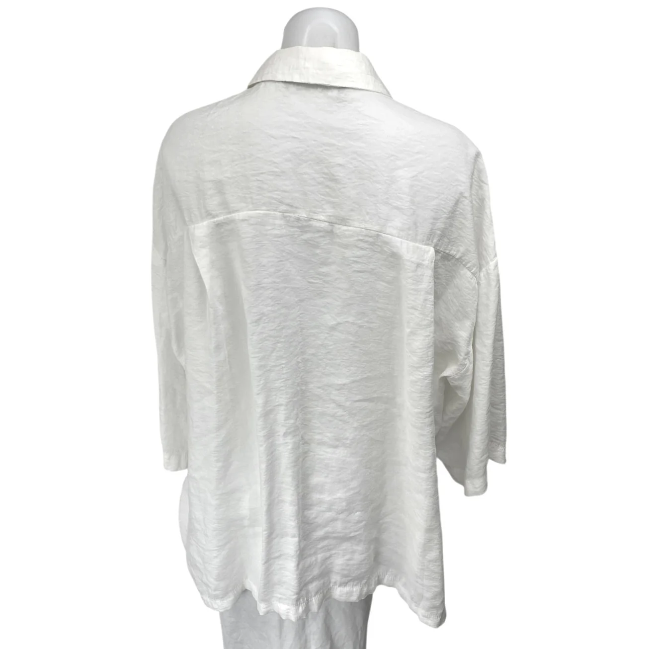 Zara Women's White Long Sleeve Relaxed Loose Oversized Button Down Shirt Top M - Image 2