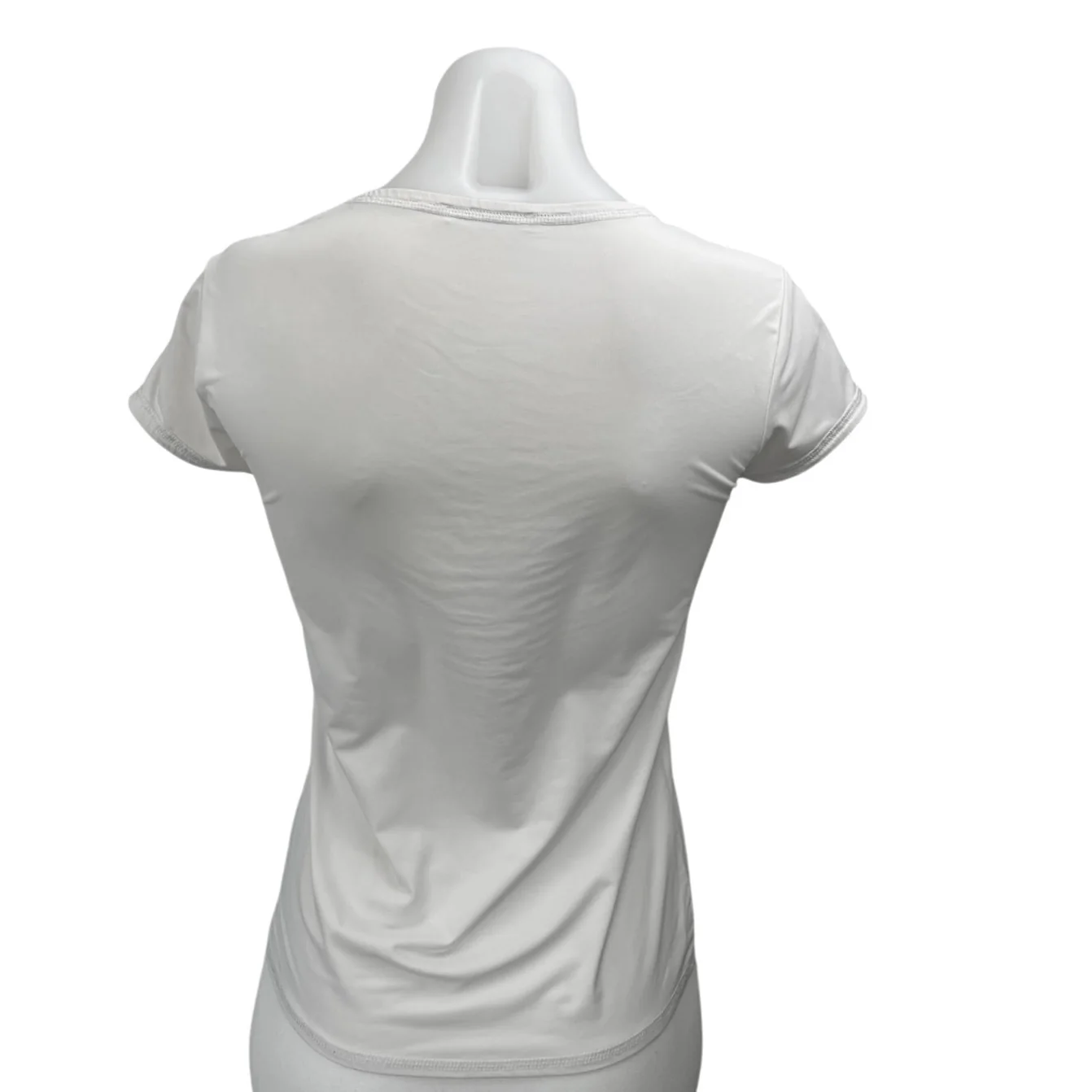 Zara Women's White Short Sleeve Crew Neck Stretch Slim Tee T-Shirt Top Size L - Image 2