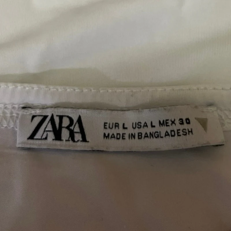 Zara Women's White Short Sleeve Crew Neck Stretch Slim Tee T-Shirt Top Size L - Image 3