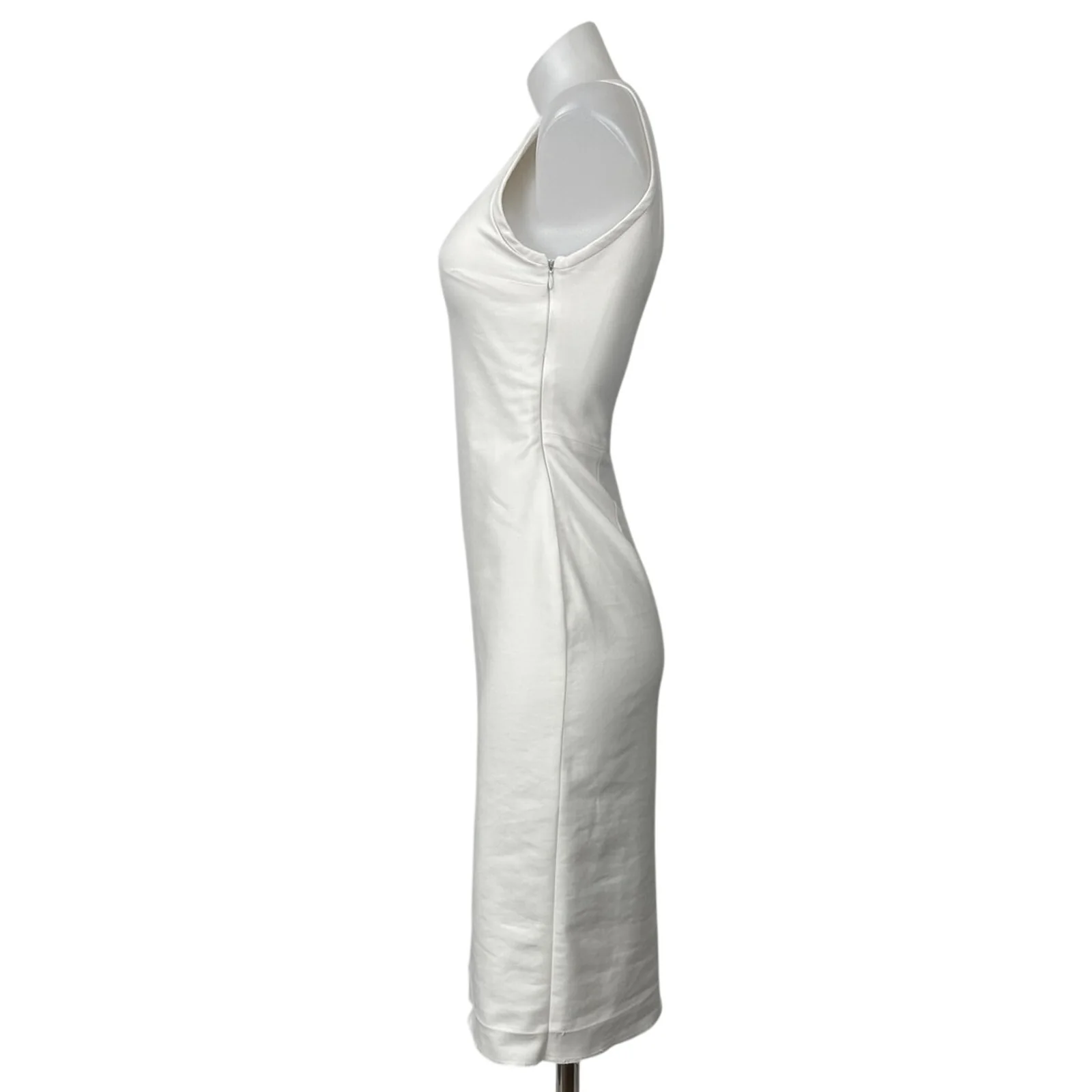 Zara Women's White Sleeveless Open Back Slim Midi Tank Sheath Bodycon Dress XS - Image 3