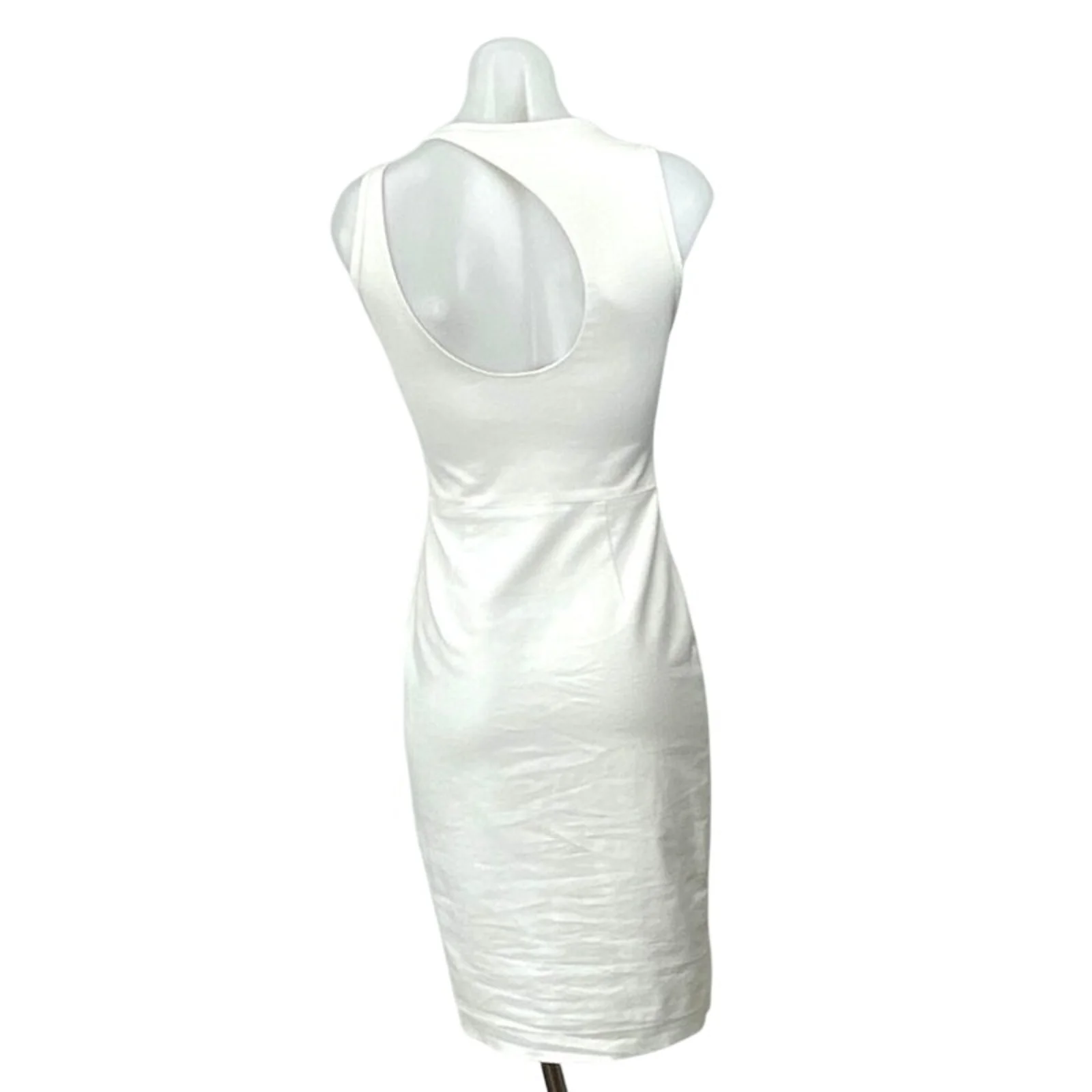 Zara Women's White Sleeveless Open Back Slim Midi Tank Sheath Bodycon Dress XS - Image 4