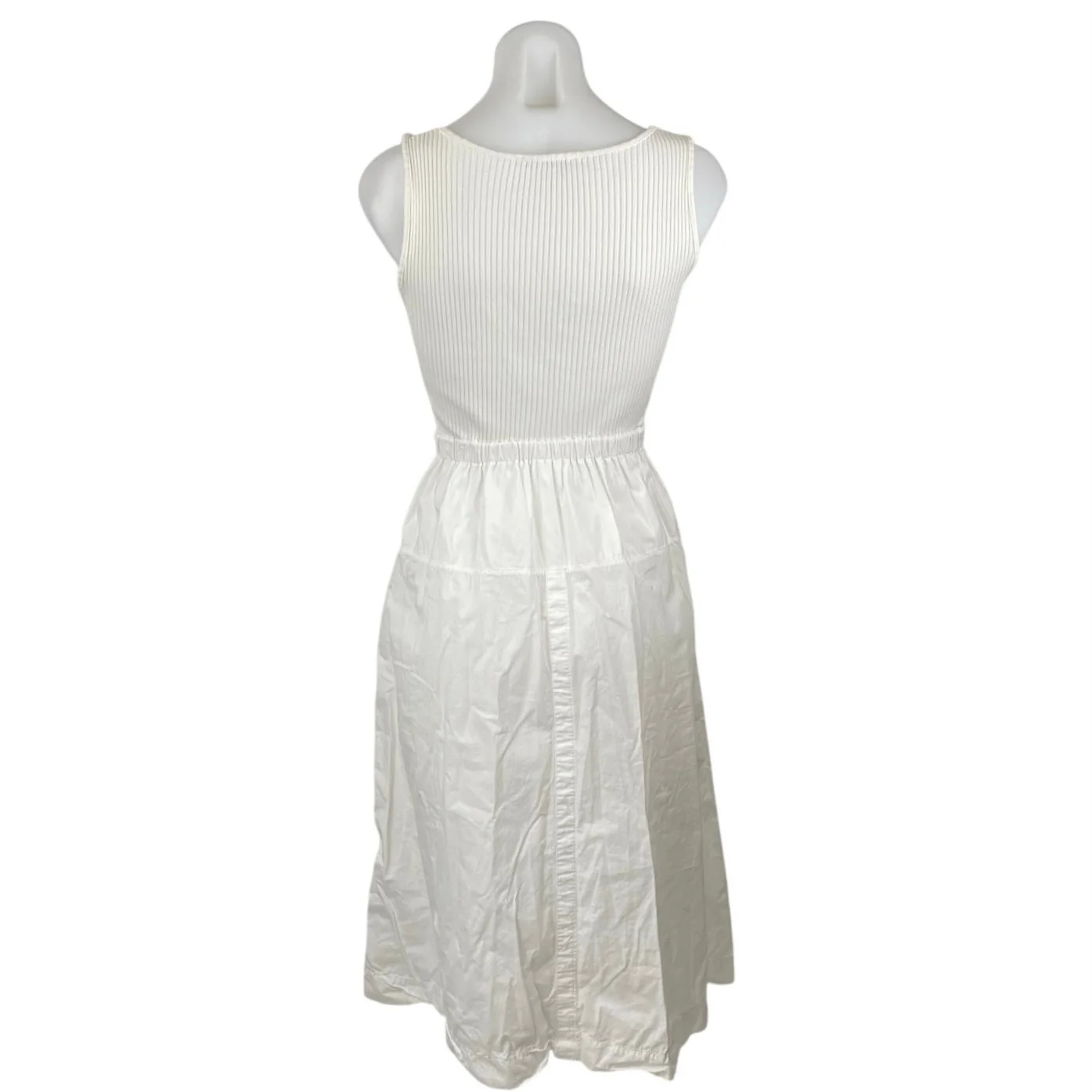 Zara Women's White Sleeveless Ribbed Square Neck Midi A-Line Tank Dress Size S - Image 3