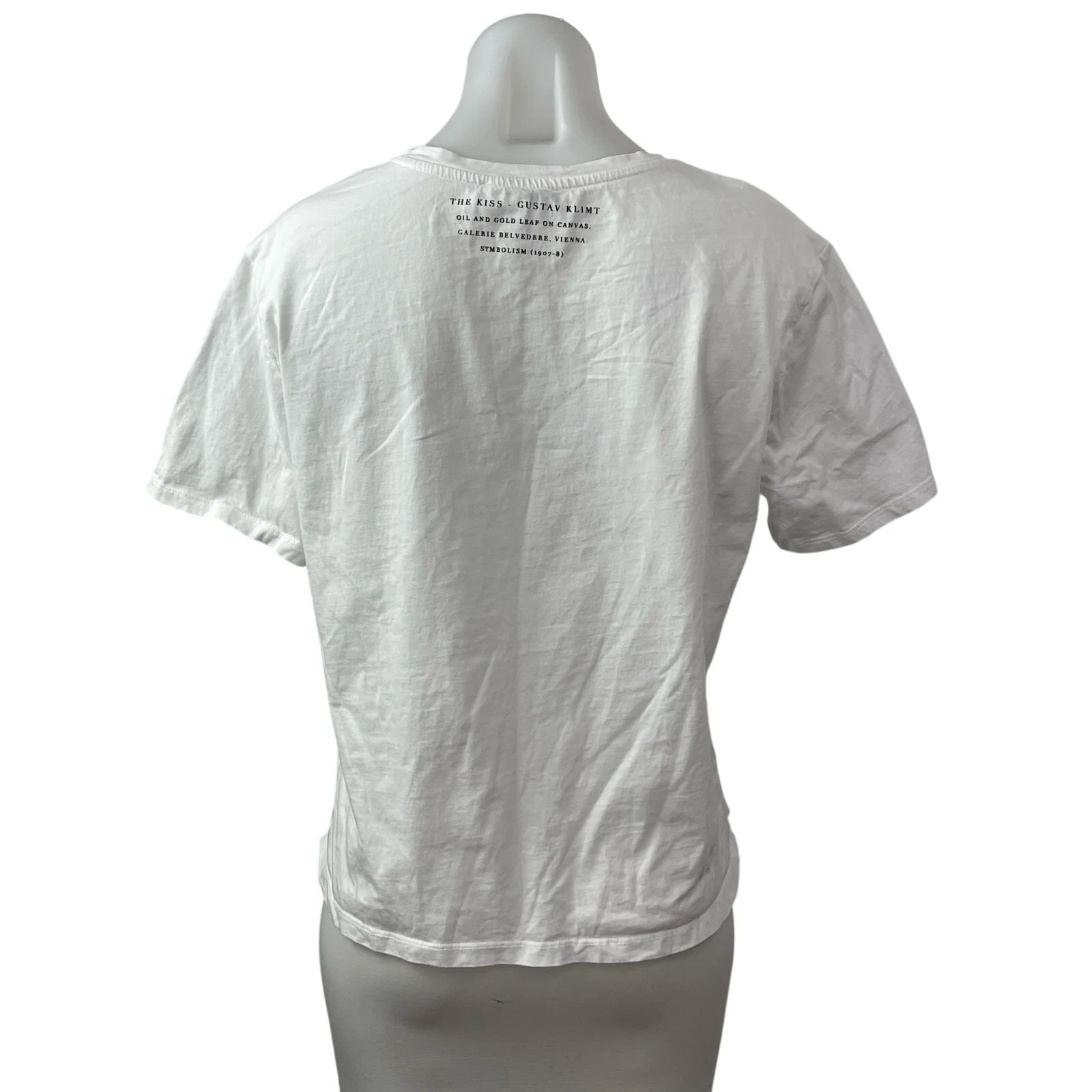 Zara Women's White The Kiss Klimt Painting Short Sleeve T Shirt Tee Top Size S - Image 4