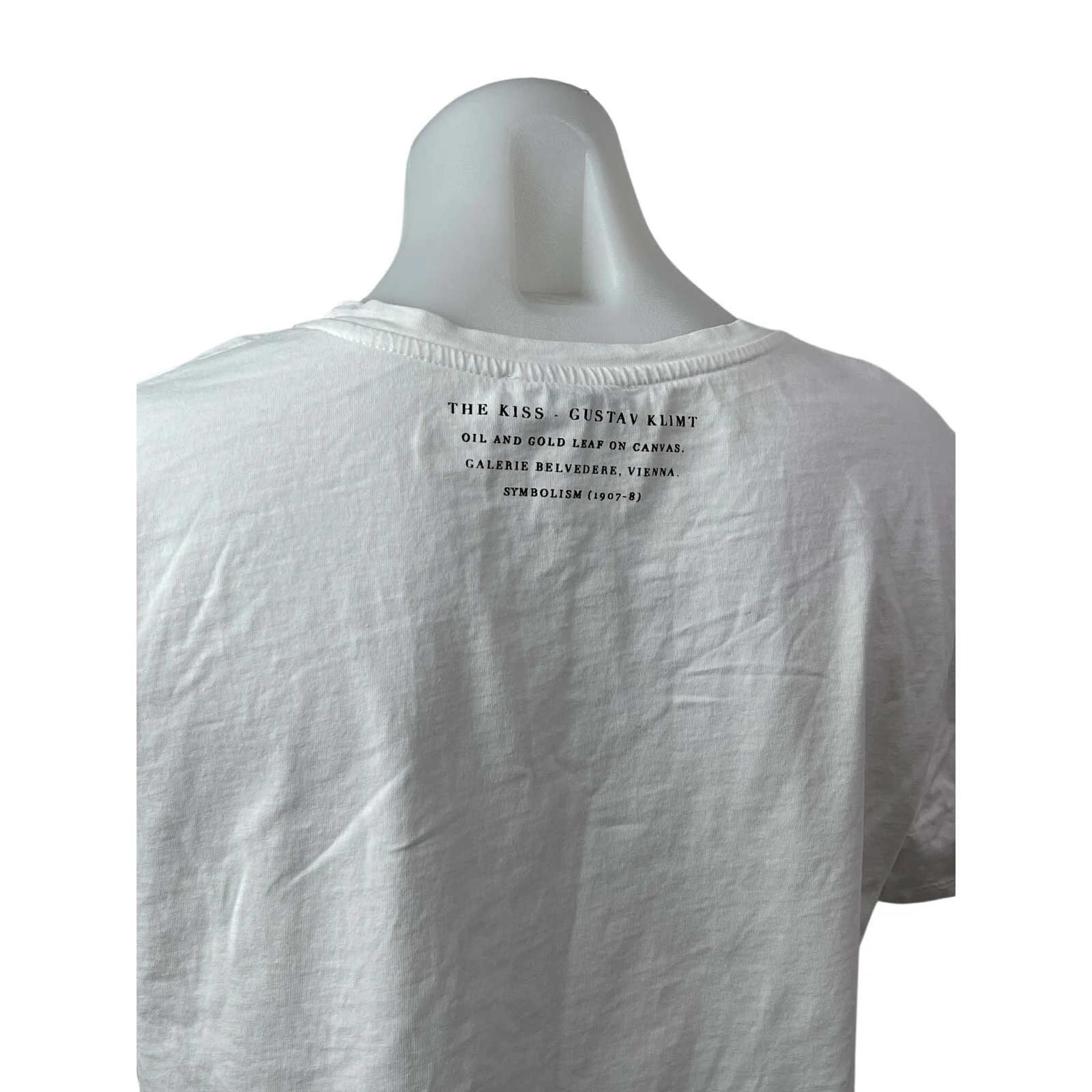 Zara Women's White The Kiss Klimt Painting Short Sleeve T Shirt Tee Top Size S - Image 5