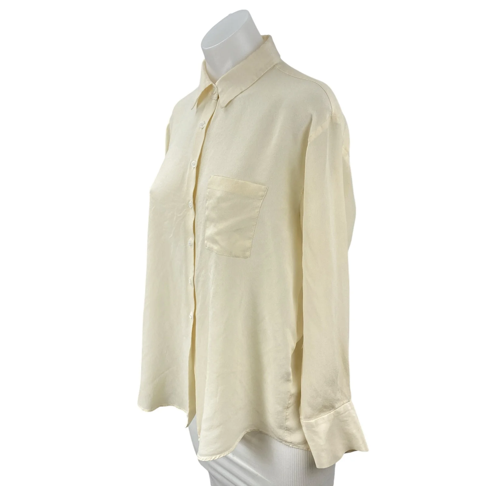 Zara Women's Yellow Chest Pocket Long Sleeve Button Down Blouse Shirt Top Size S - Image 3