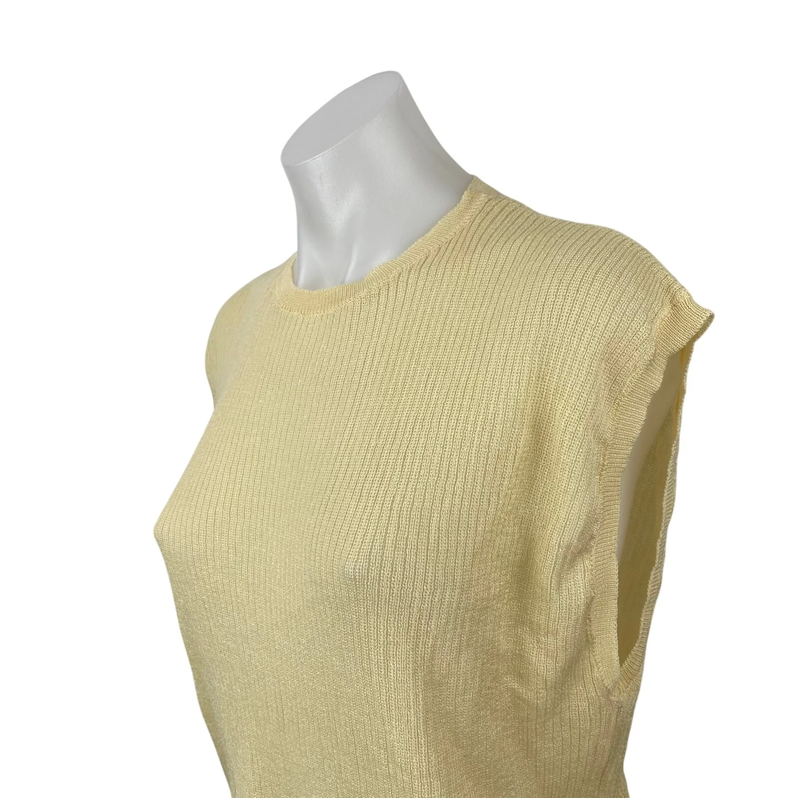 Zara Women's Yellow Knit Crew Neck Sleeveless Sweater Vest Muscle Tank Top Sz S - Image 3