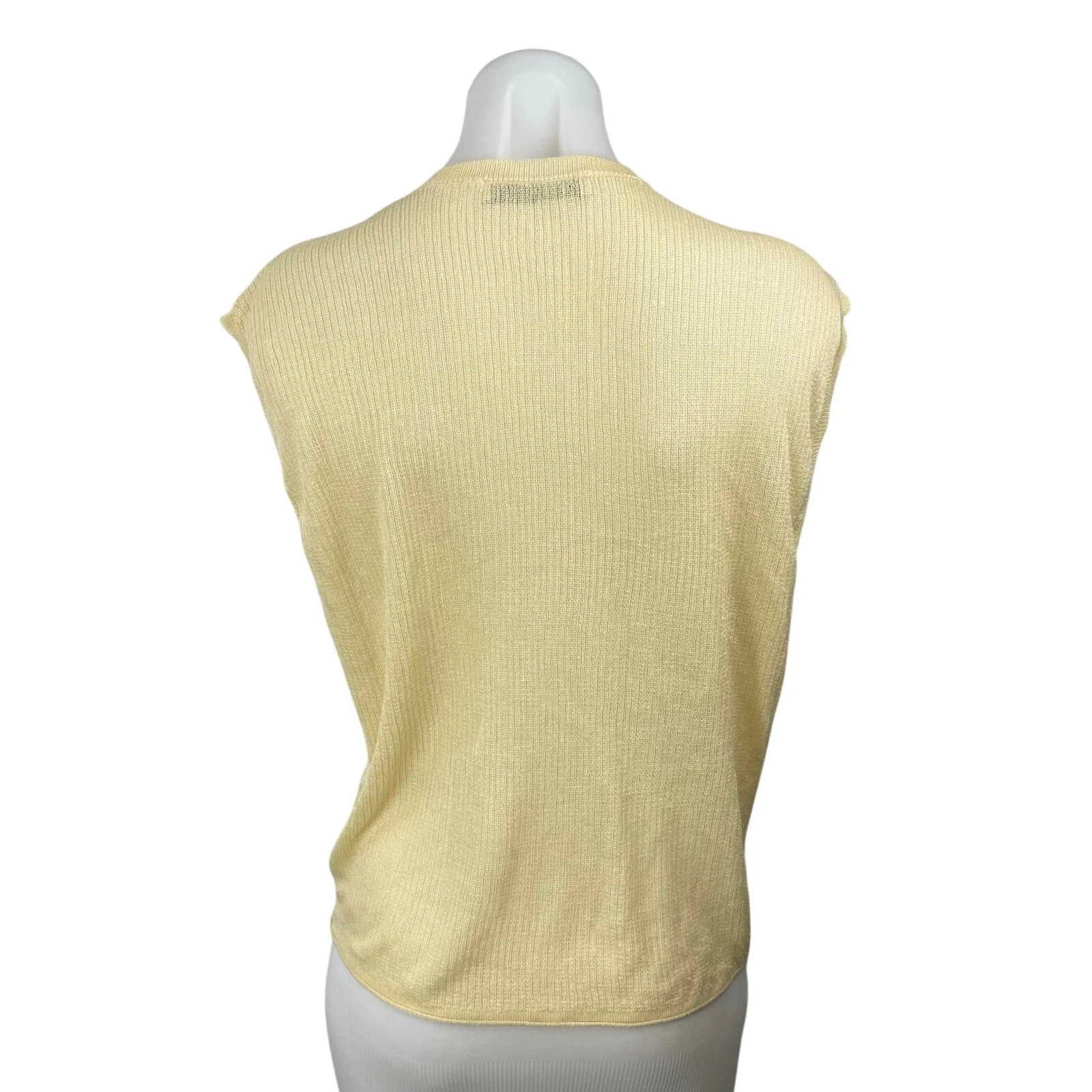 Zara Women's Yellow Knit Crew Neck Sleeveless Sweater Vest Muscle Tank Top Sz S - Image 4
