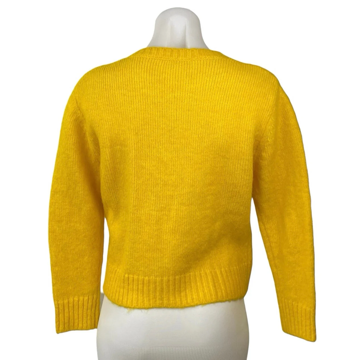 Zara Women's Yellow Long Sleeve Knit Alpaca Button Up Cardigan Sweater Top Sz M - Image 3