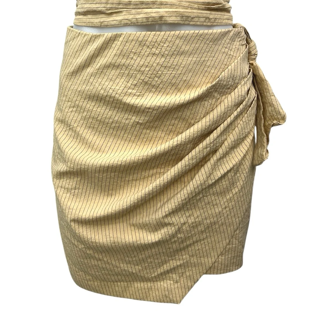 Zara Yellow Black Pinstriped Sleeveless Crop Top Mini Skirt 2 Piece Set Size XS - Image 5