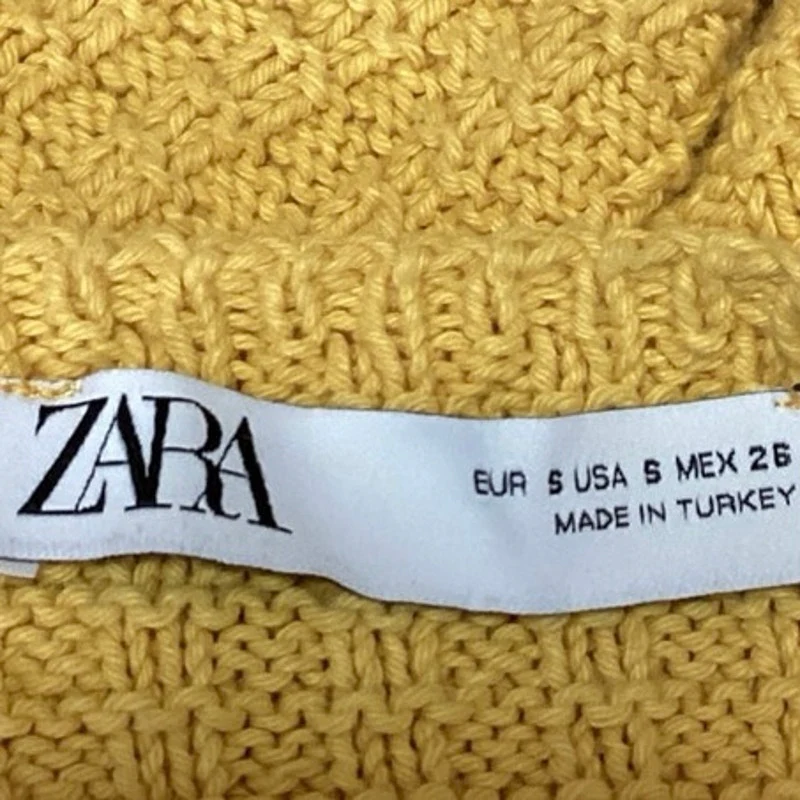 Zara Yellow Floral Embroidered Crochet Knit Wide Strap Sleeveless Crop Top Sz S - Image 3